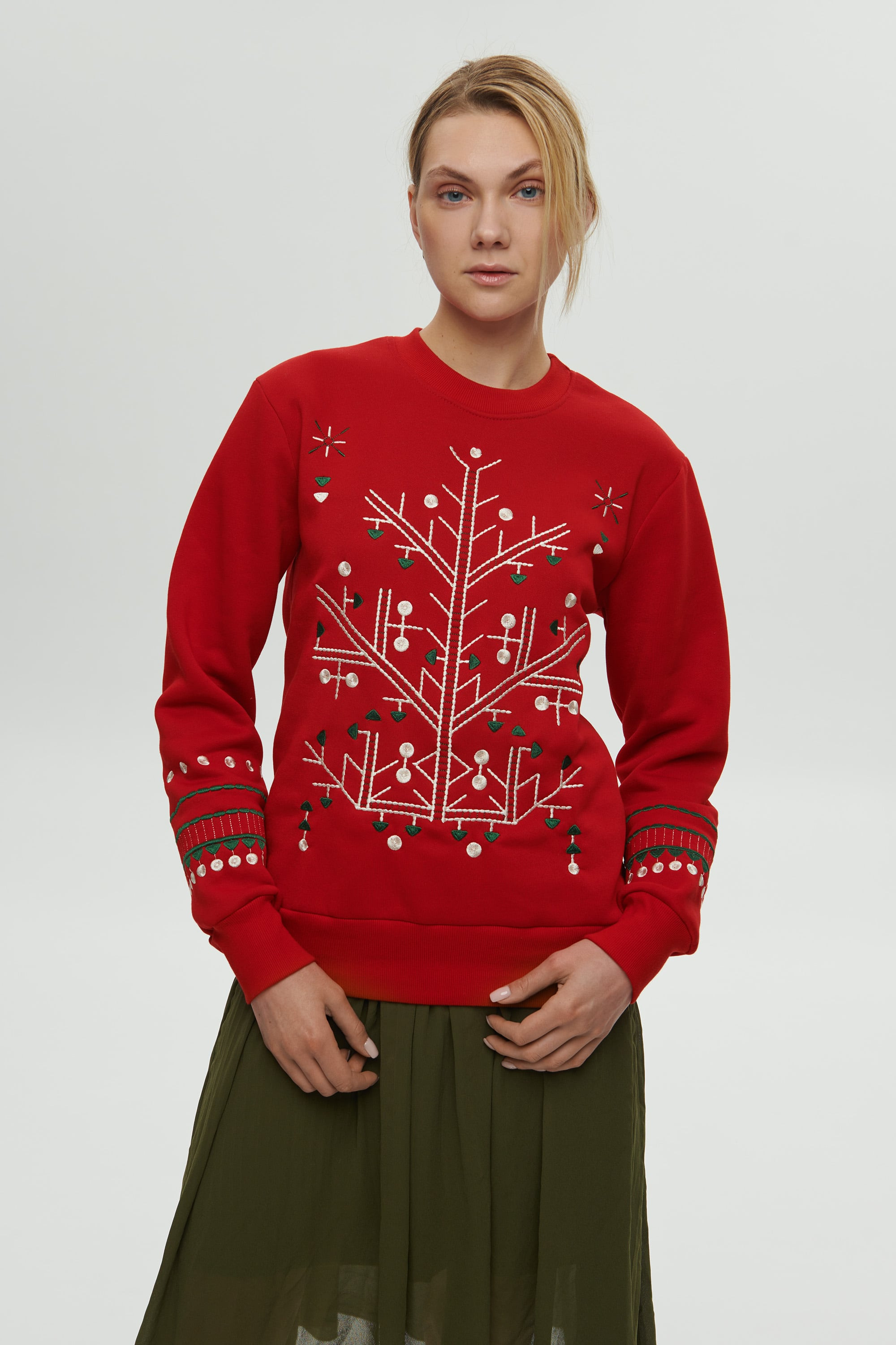 Christmas red sweatshirts for two