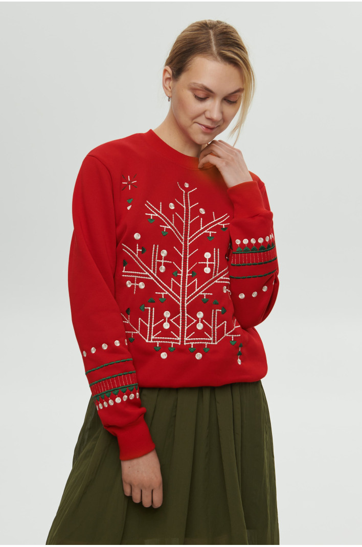 Women's red Christmas sweatshirt | XS