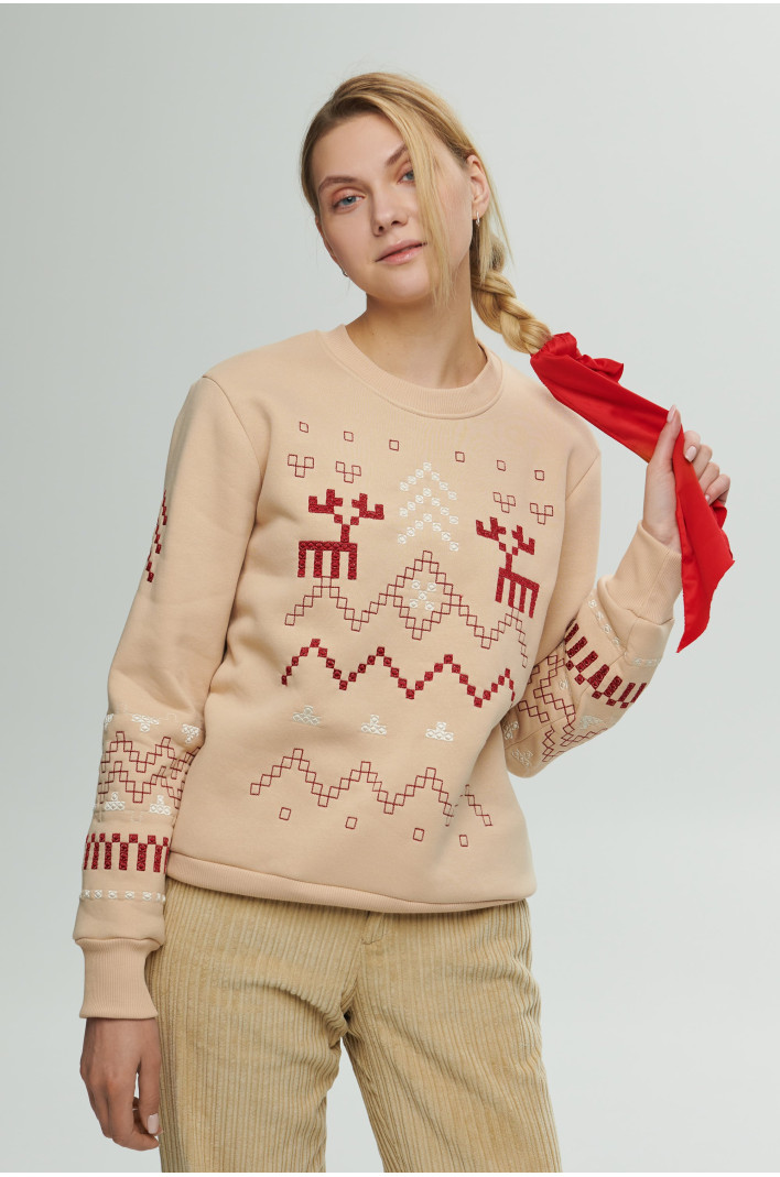 Women's beige sweatshirt December | XXS
