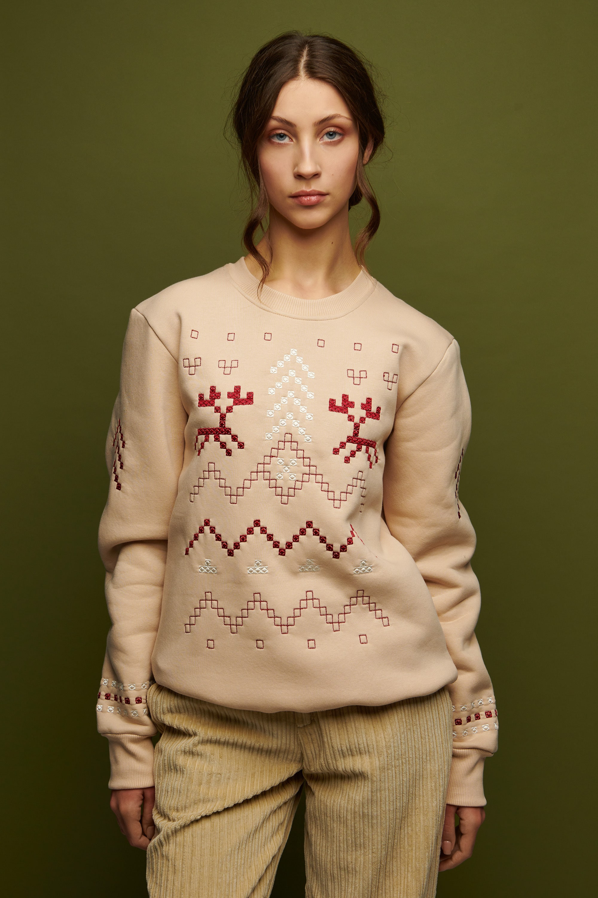Women's beige sweatshirt December | XXS
