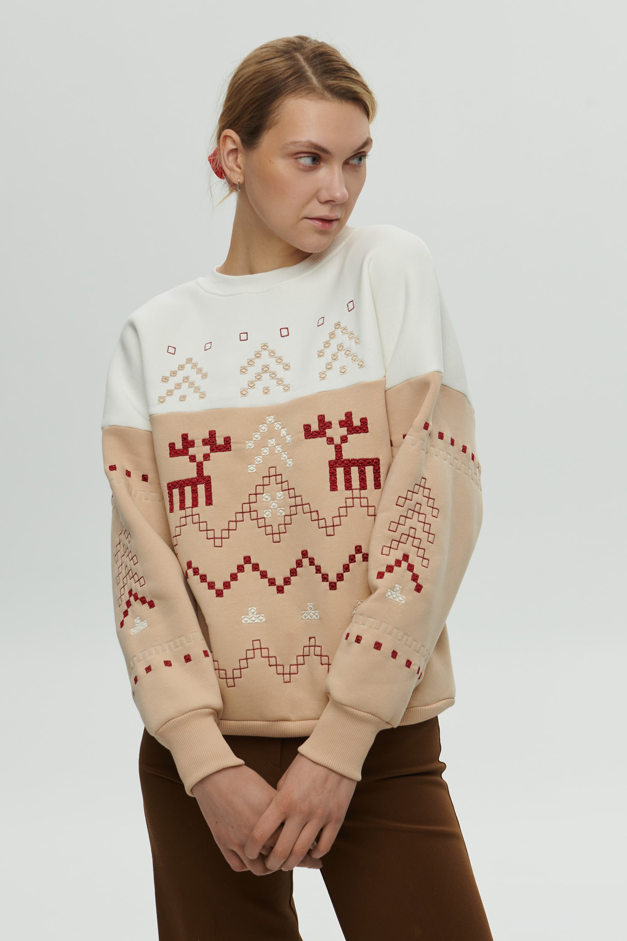 New Year's beige sweatshirts for two Decembers 2