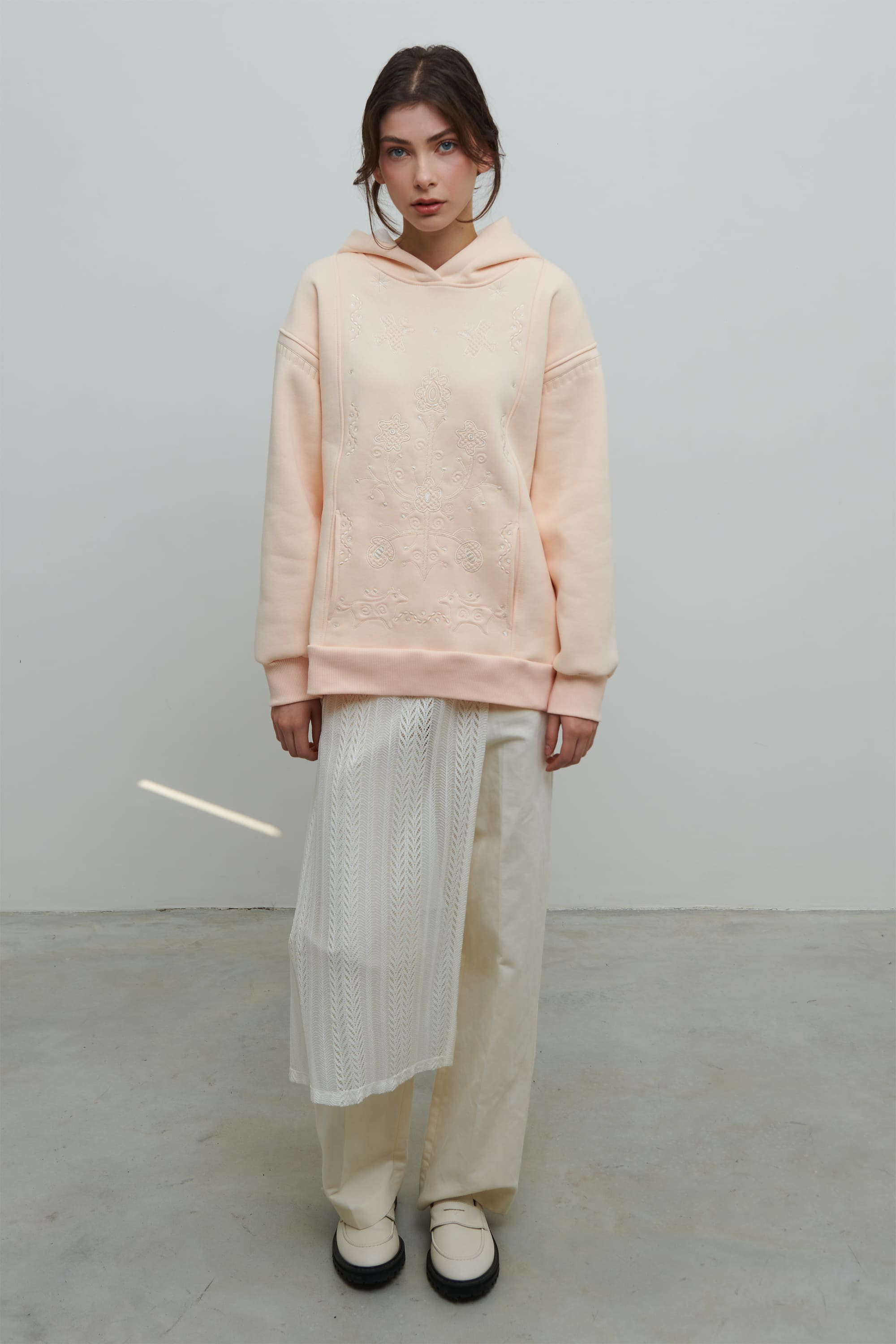 Women's Christmas beige hoodie Miss Svyatkova