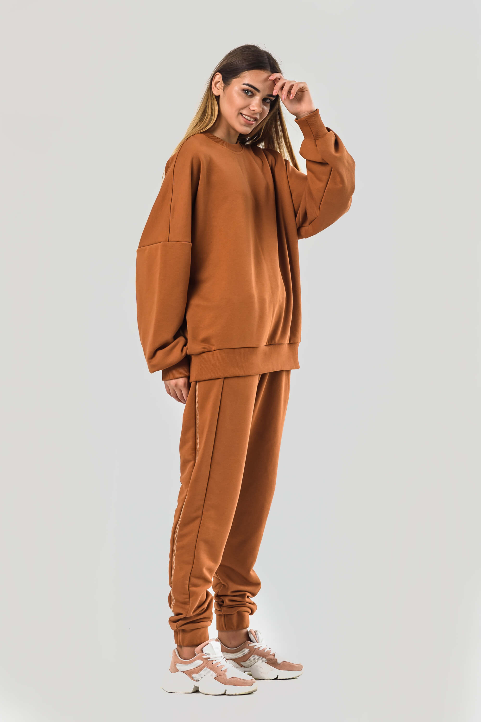Women's suit oversize brown
