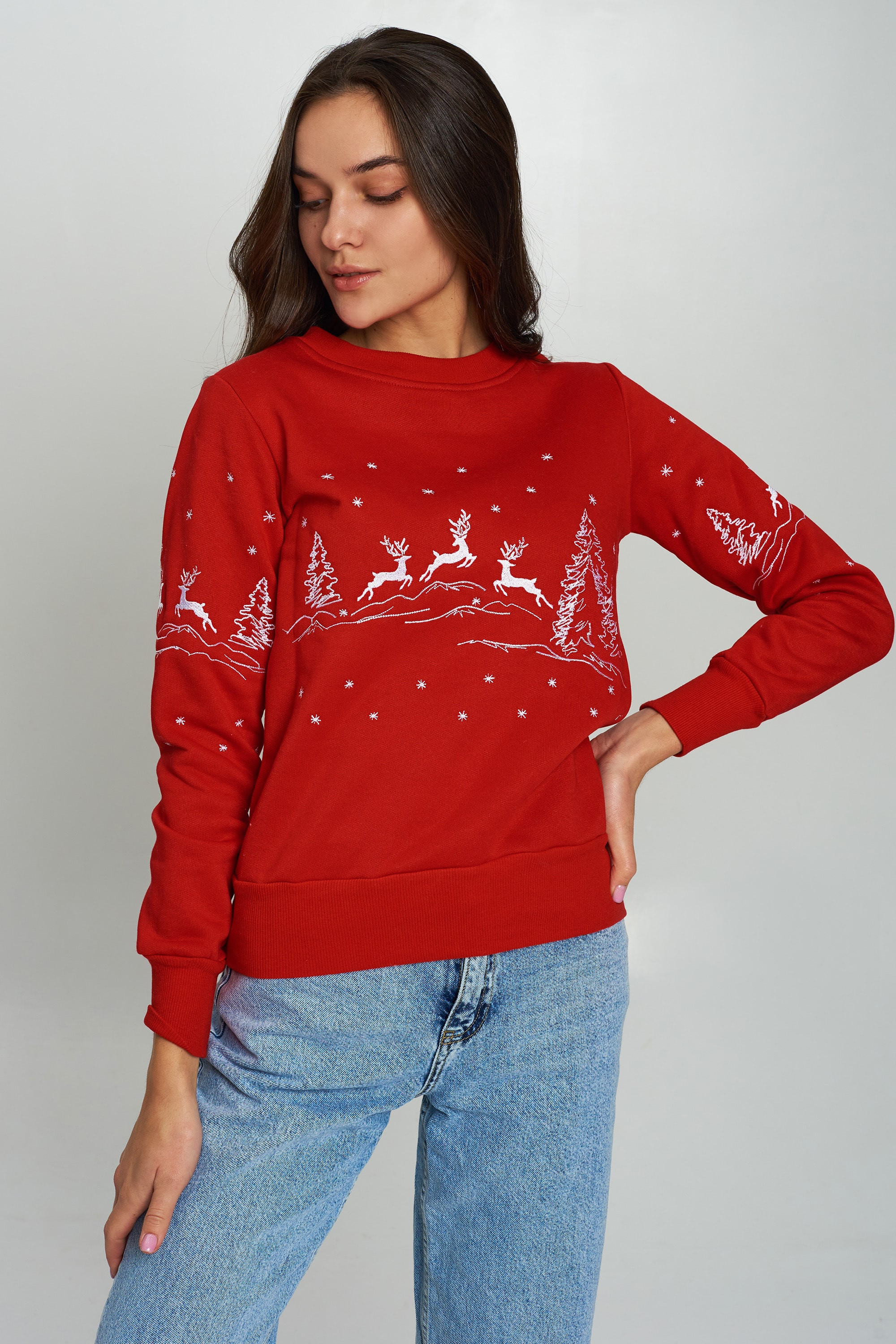 Christmas Women's Svitshot Deer Red