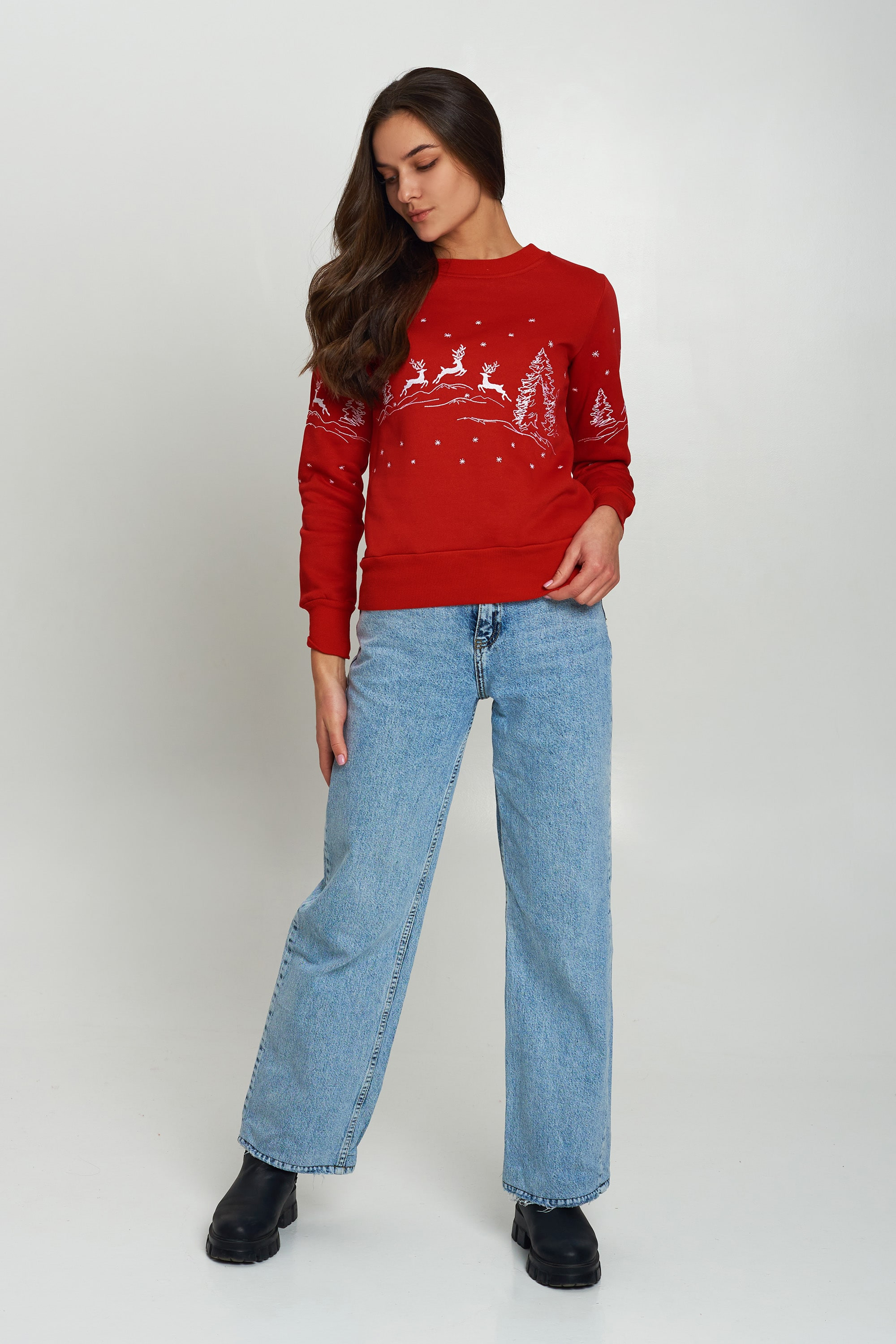 Christmas Women's Svitshot Deer Red