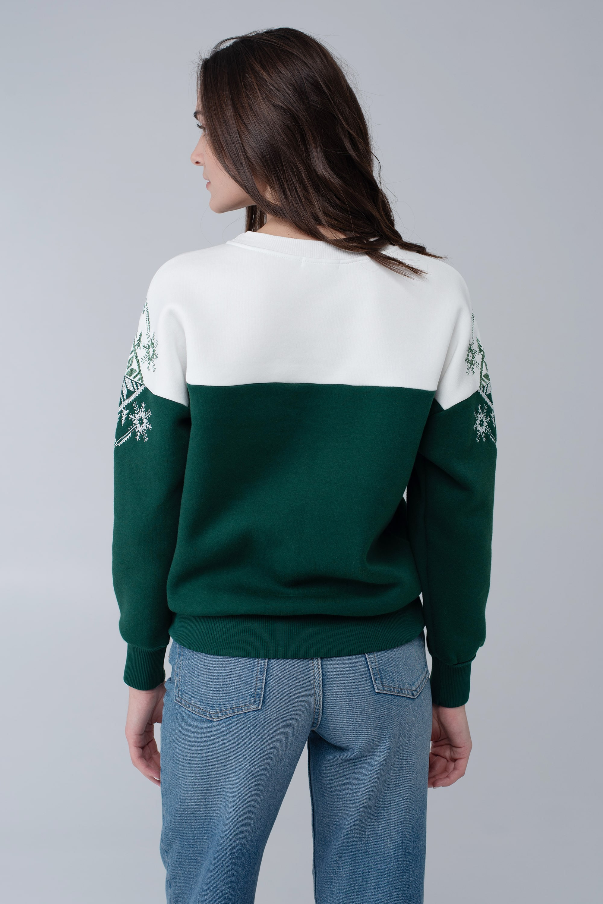 Women's green New Year's sweatshirt Snowflake | XS | 40-42