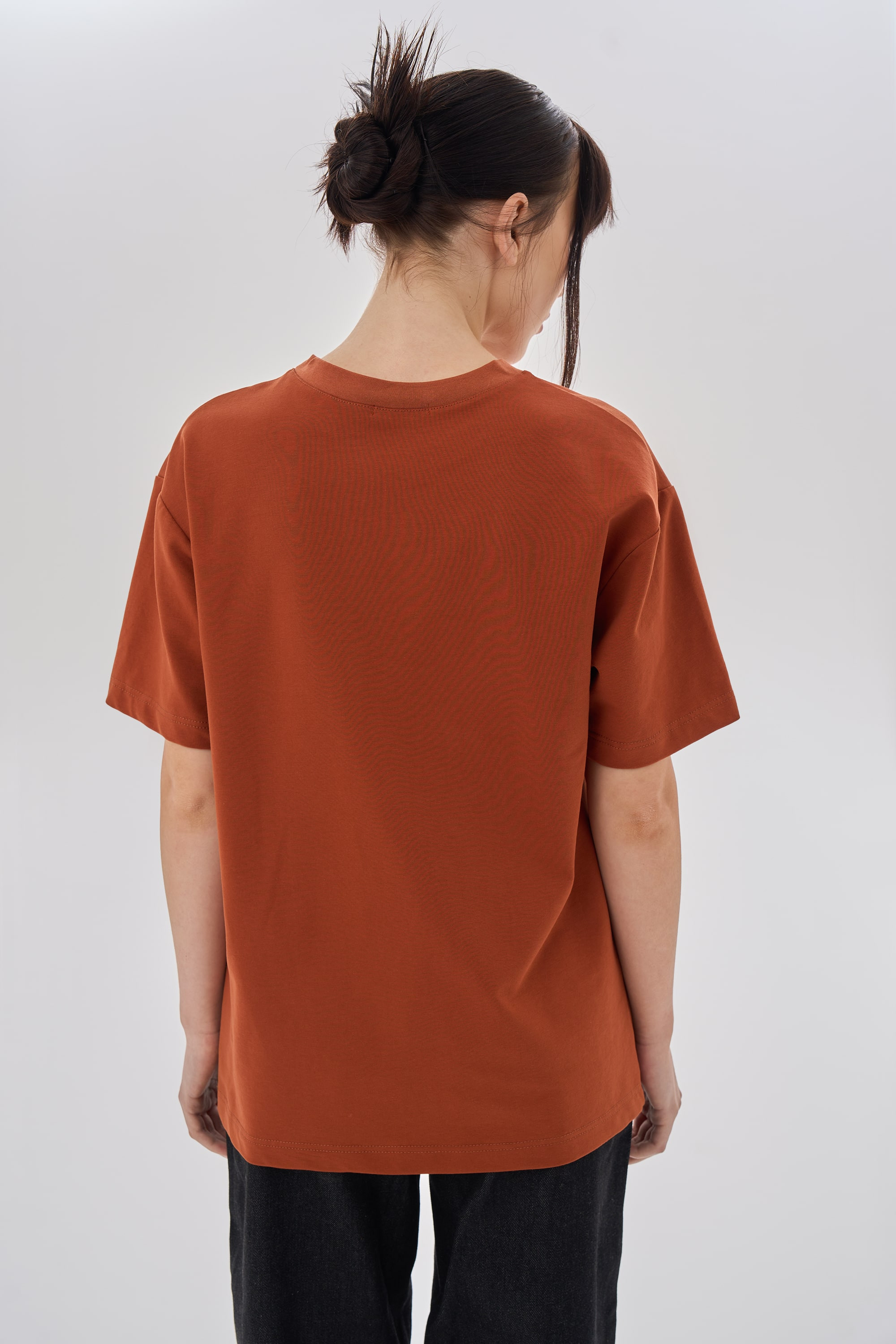 Women's embroidered brown T-shirt Buda | XS