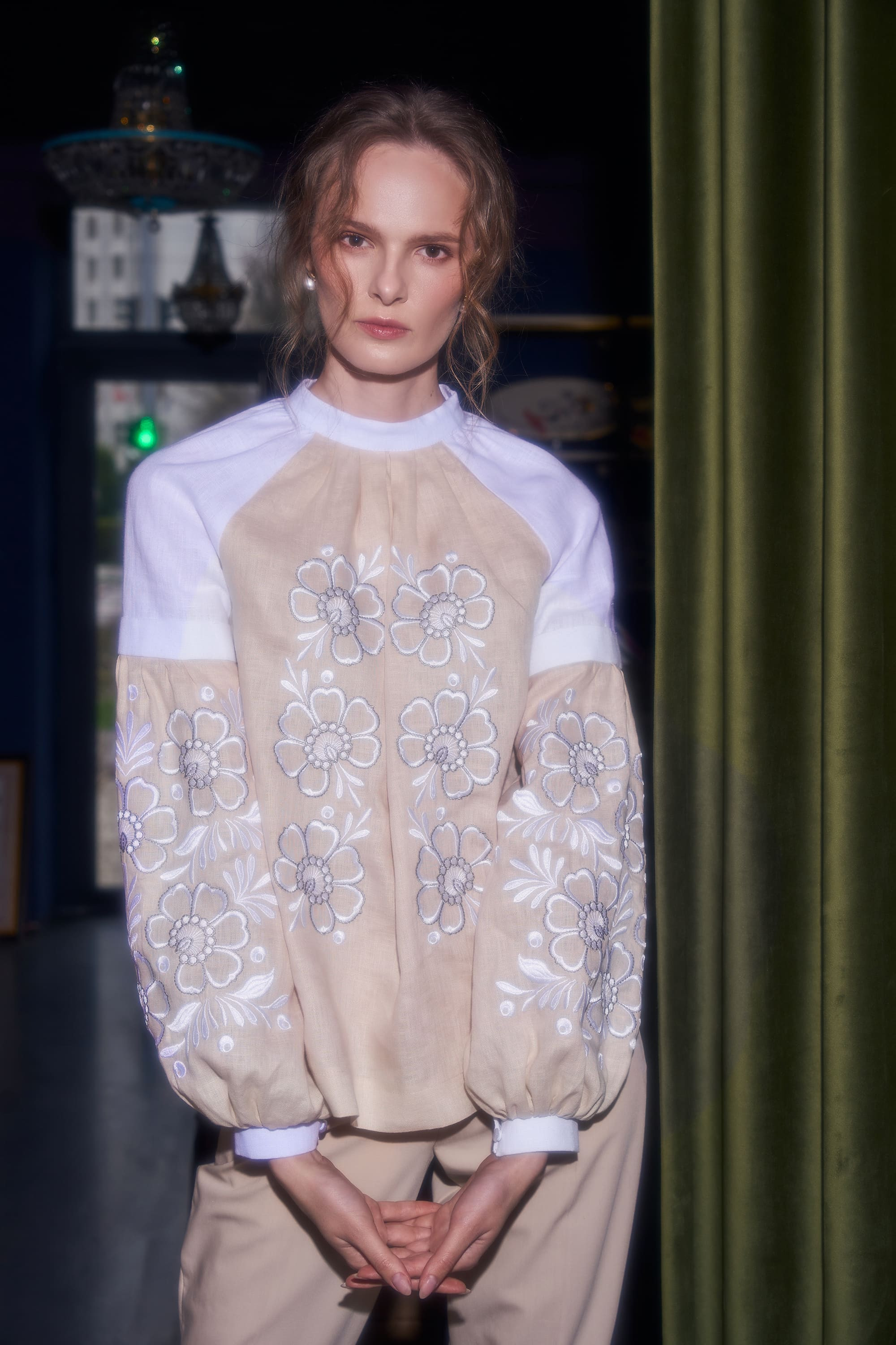 Embroidered blouse with Petrykivka painting "Pava" | XS | 40-42