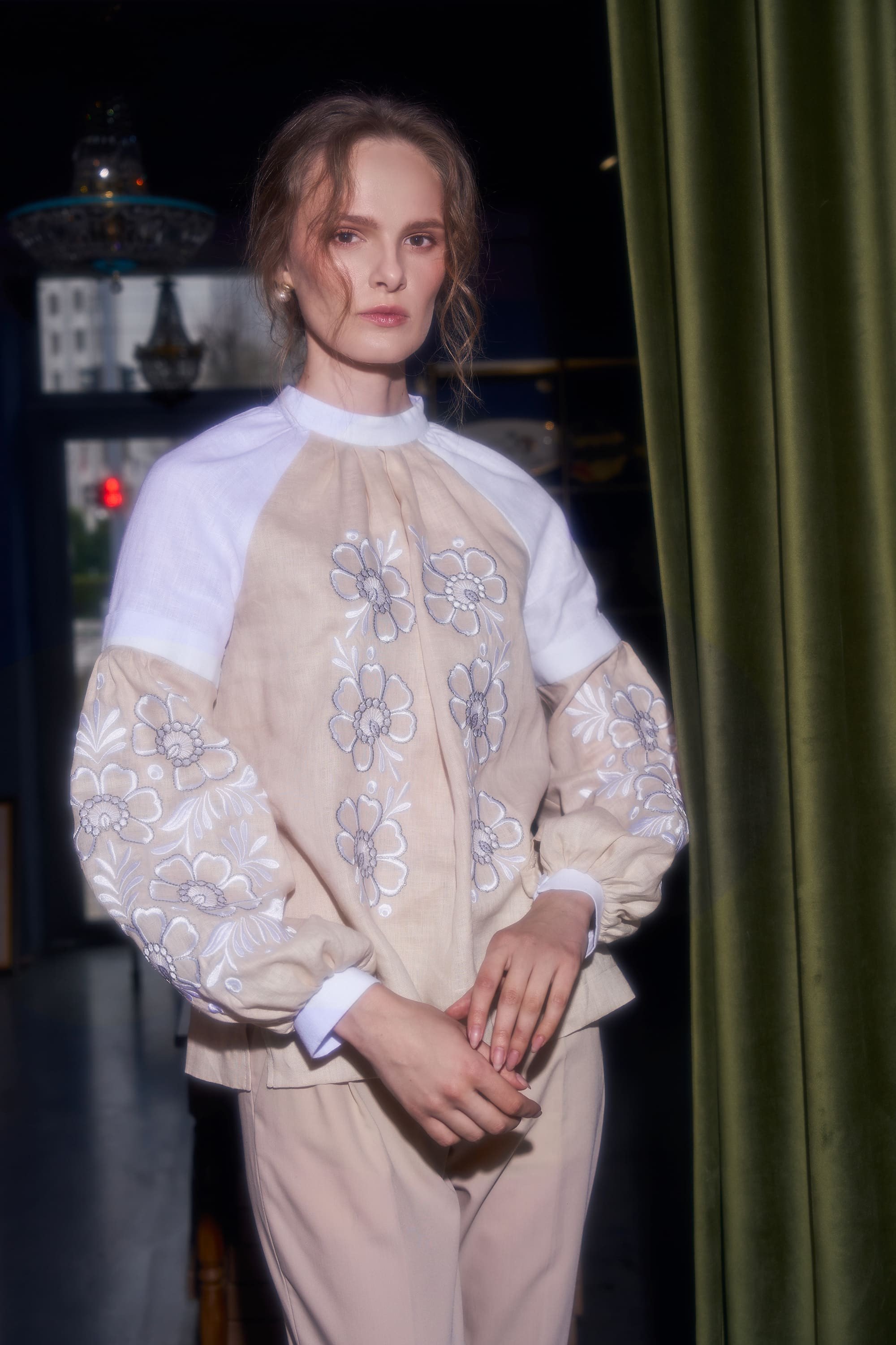 Embroidered blouse with Petrykivka painting "Pava" | XS | 40-42