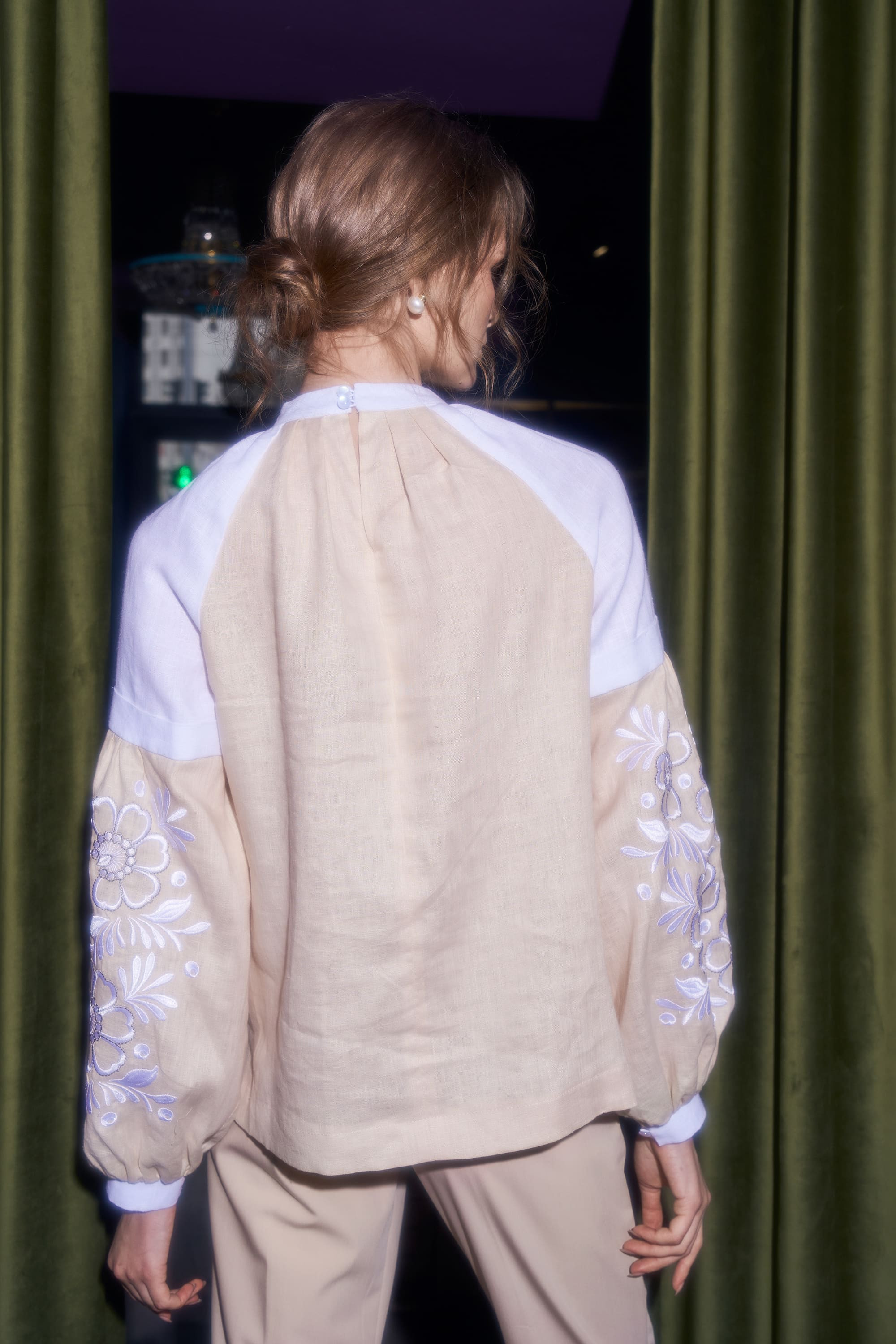 Embroidered blouse with Petrykivka painting "Pava" | XS | 40-42
