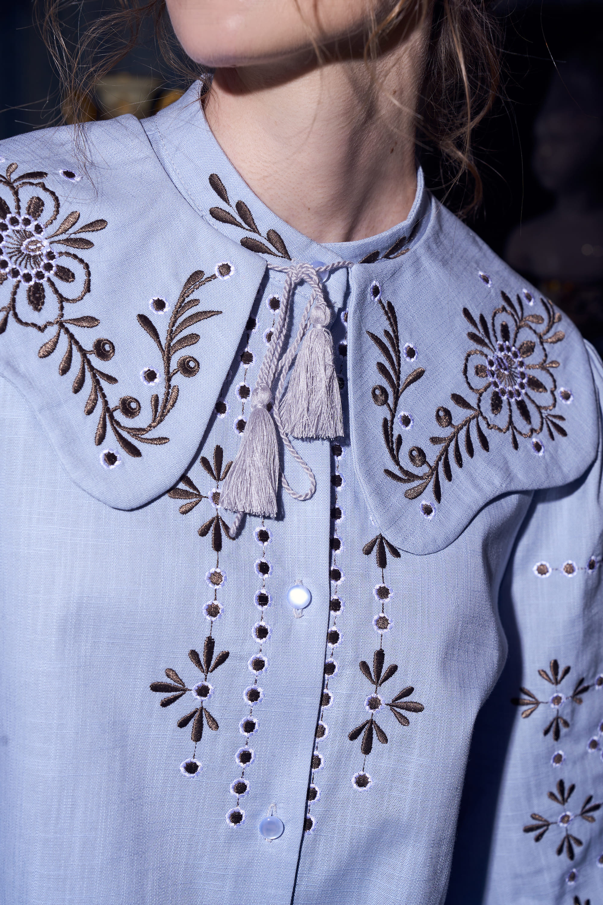 Blue collar with Petrykivka painting "Petra" | S-M