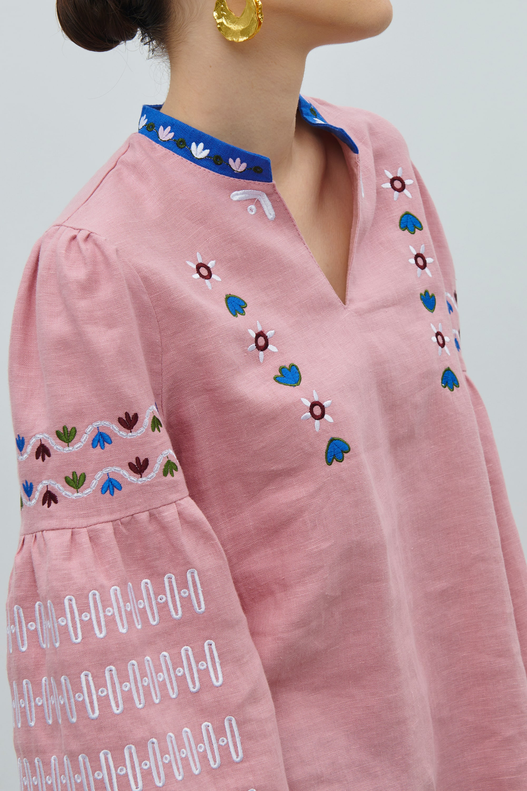 Women's linen embroidered jacket by Maria Prymachenko | S | 42-44