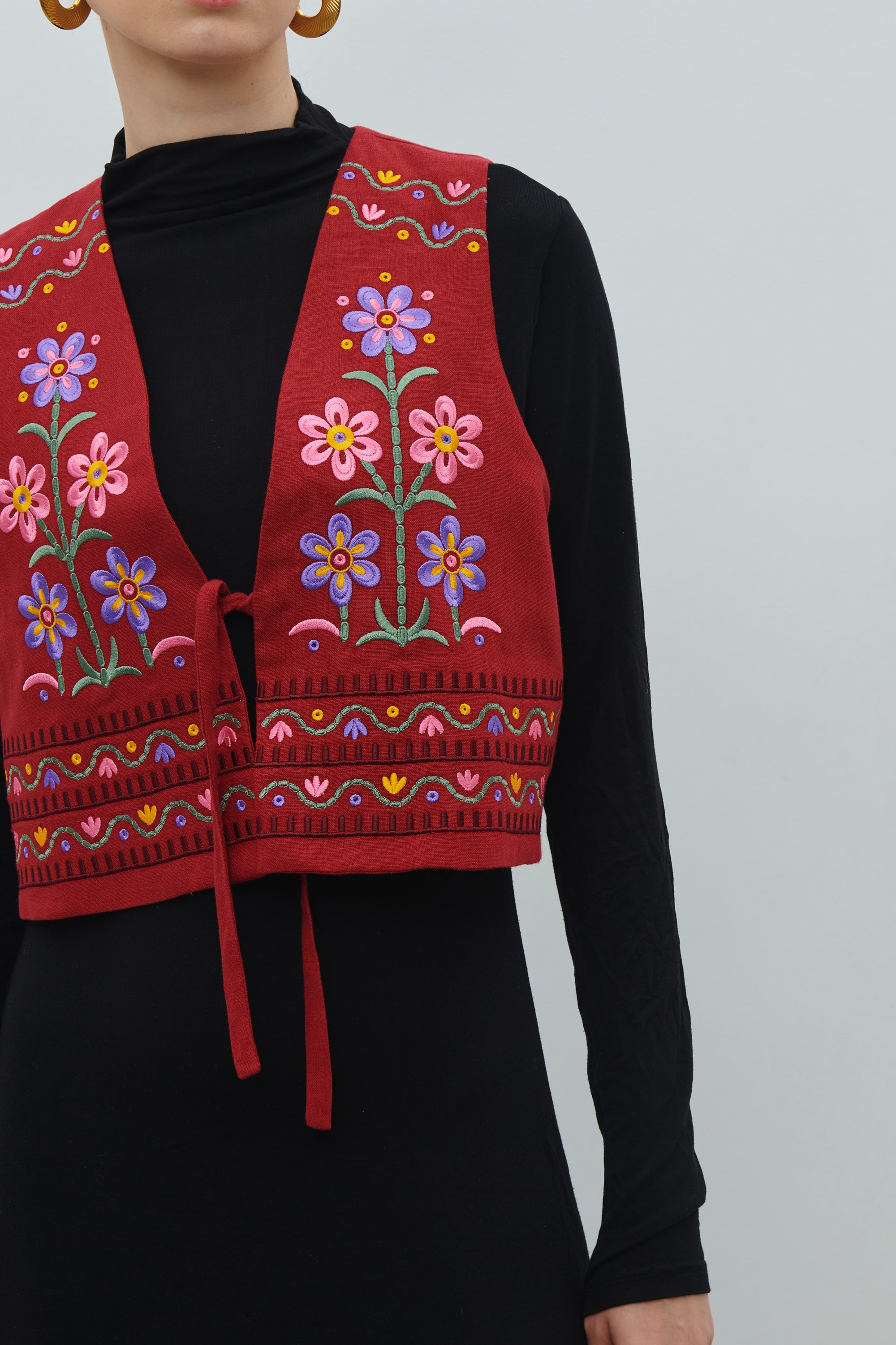 Llyana embroidered camel with rose flower ornament Kviten | S | 42-44