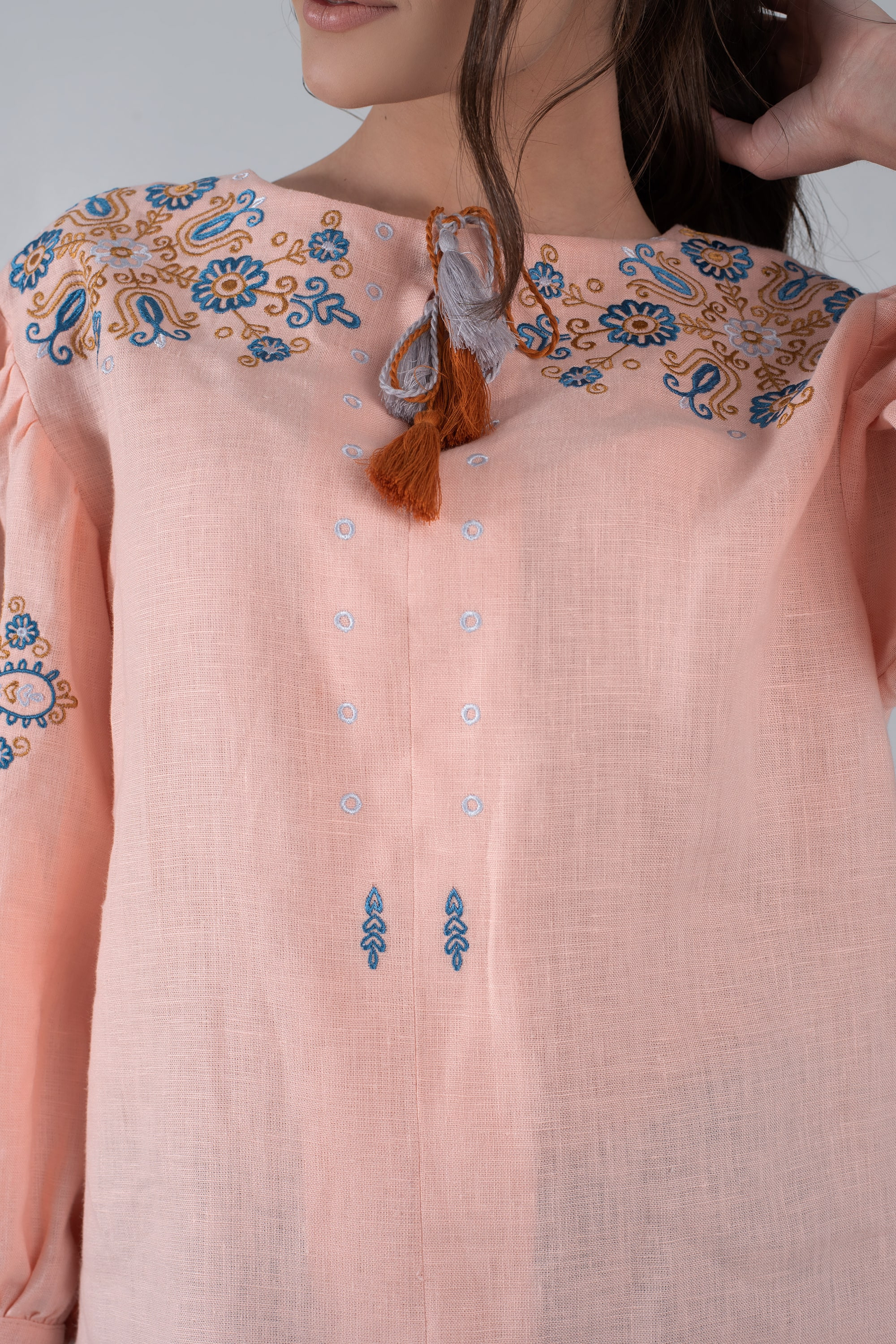 Female embroidered blouse peach Female embroidered blouse peach