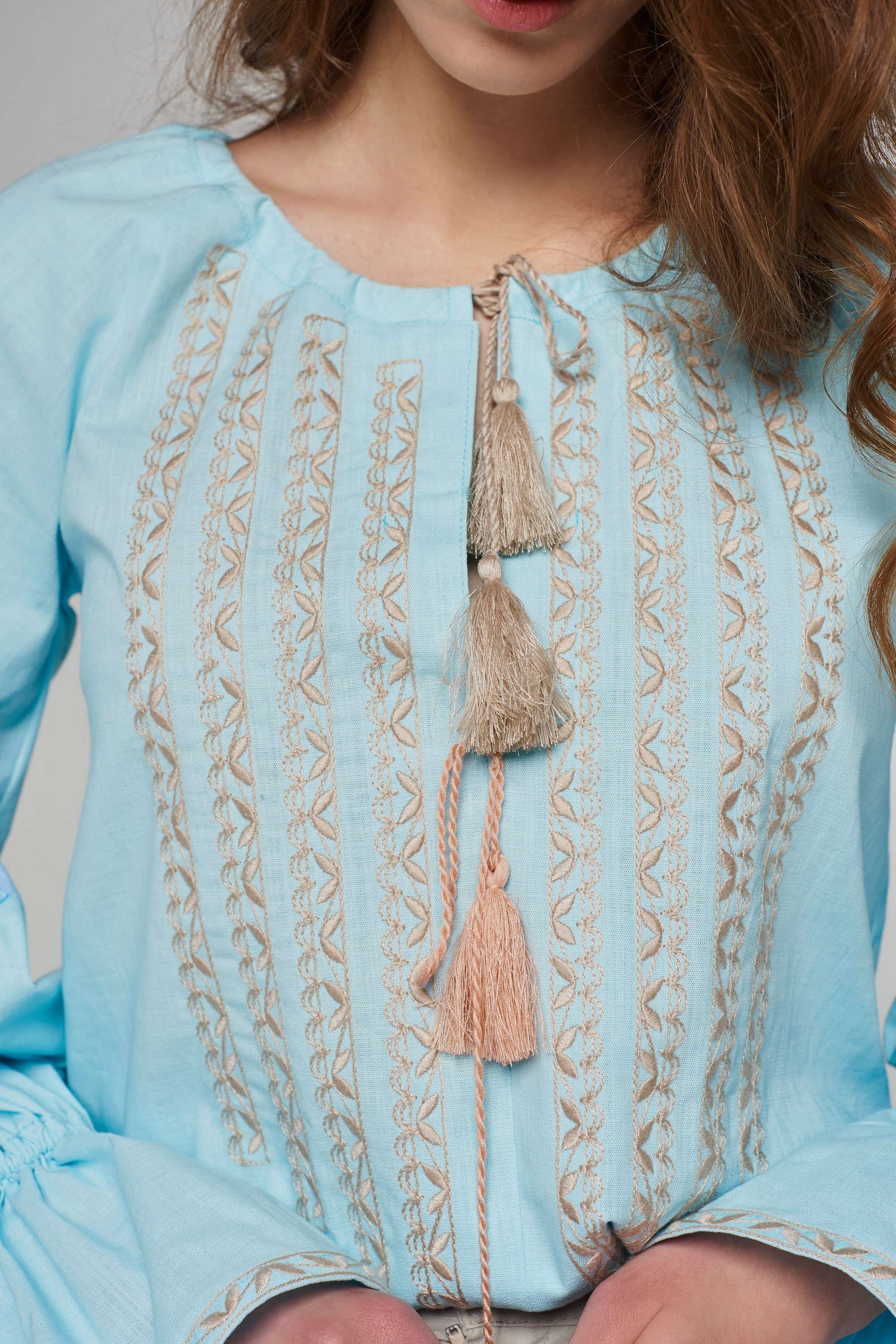 Women's linen embroidered blouse Blue Women's linen embroidered blouse Blue