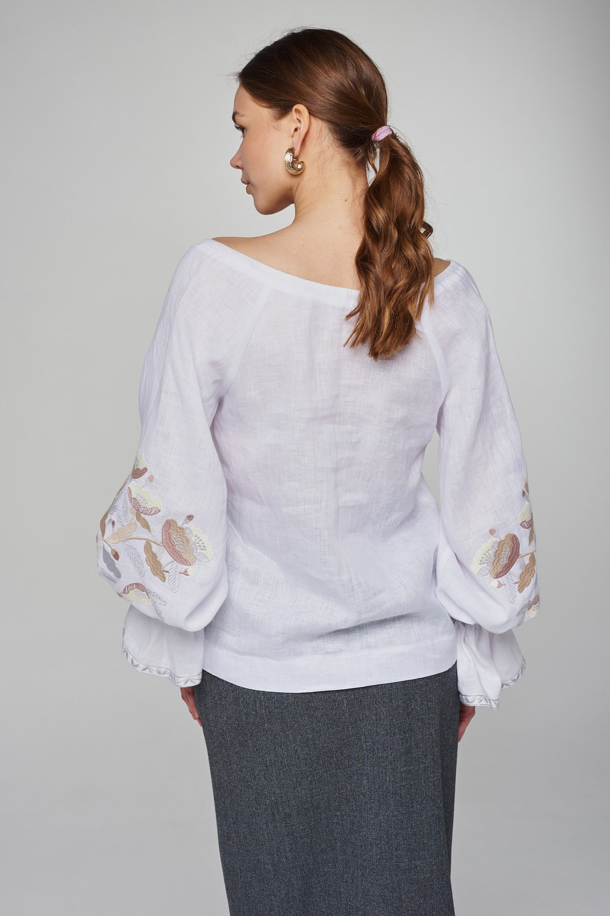 Жіноча лляна вишита блуза White 3