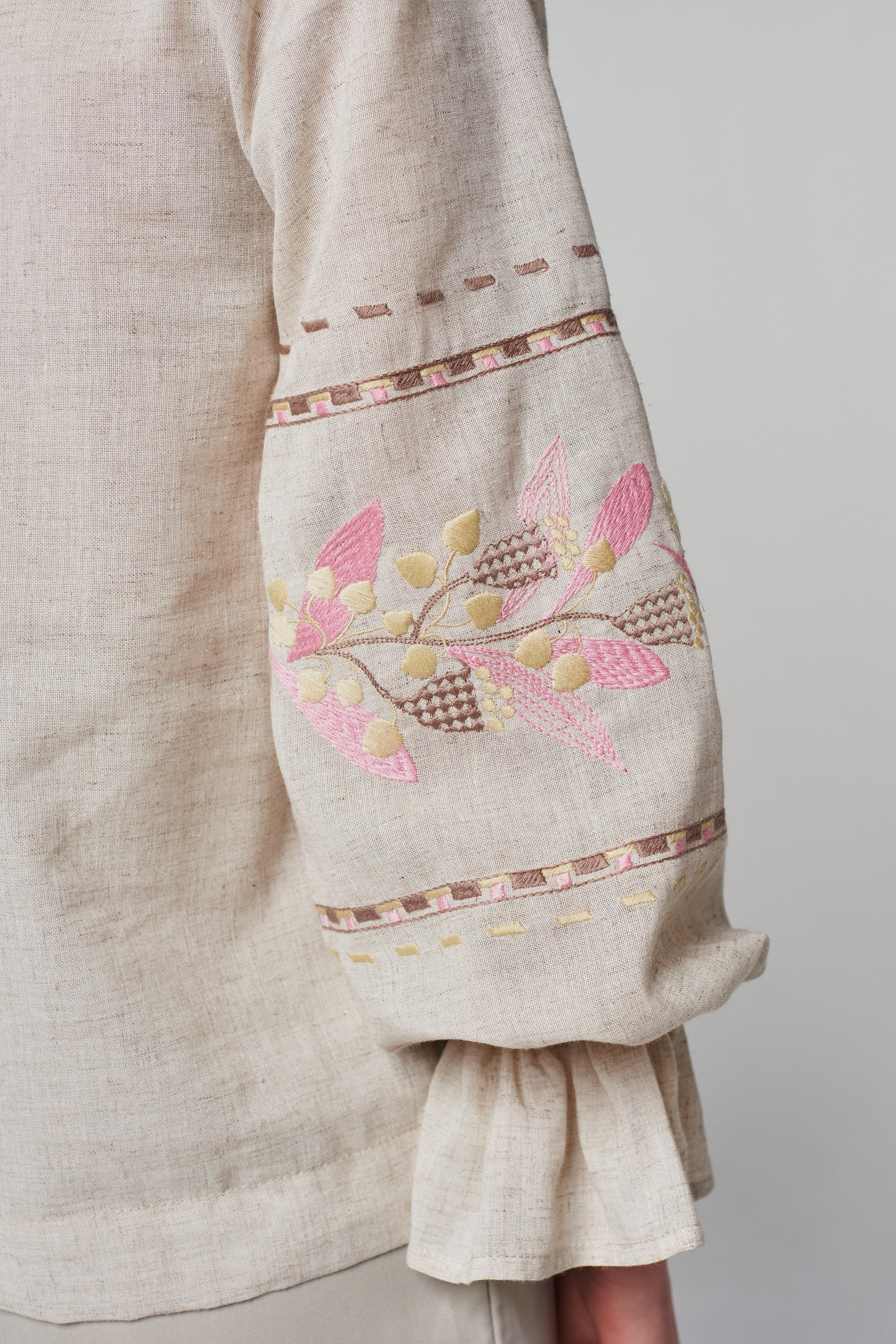 Women's linen embroidered blouse Beige | XS | 40-42