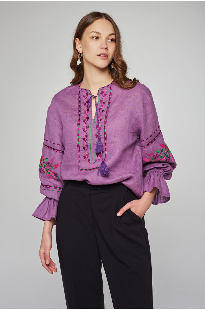 Жіноча лляна вишита блуза Purple