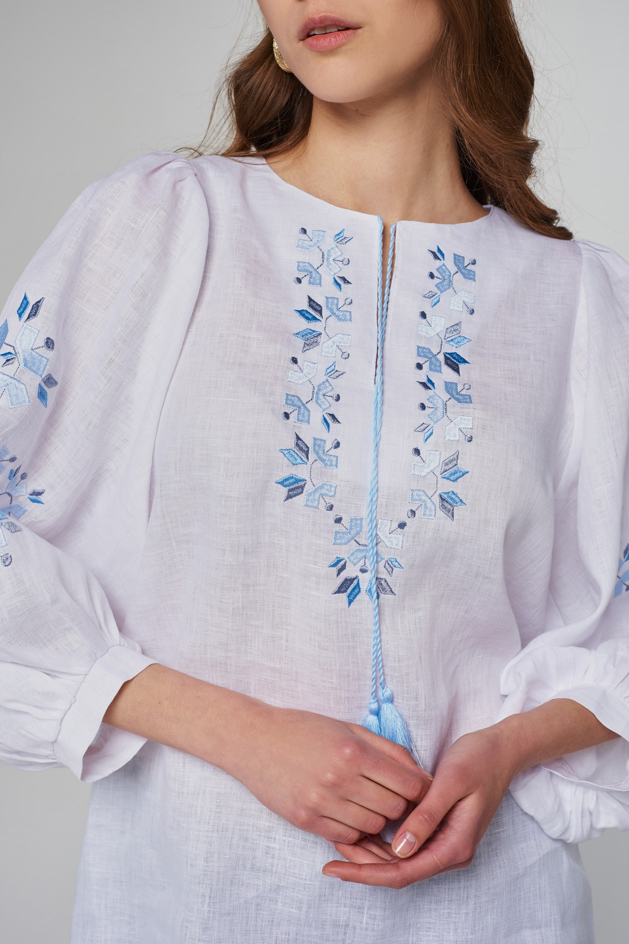 Women's linen embroidered blouse White | XS | 40-42