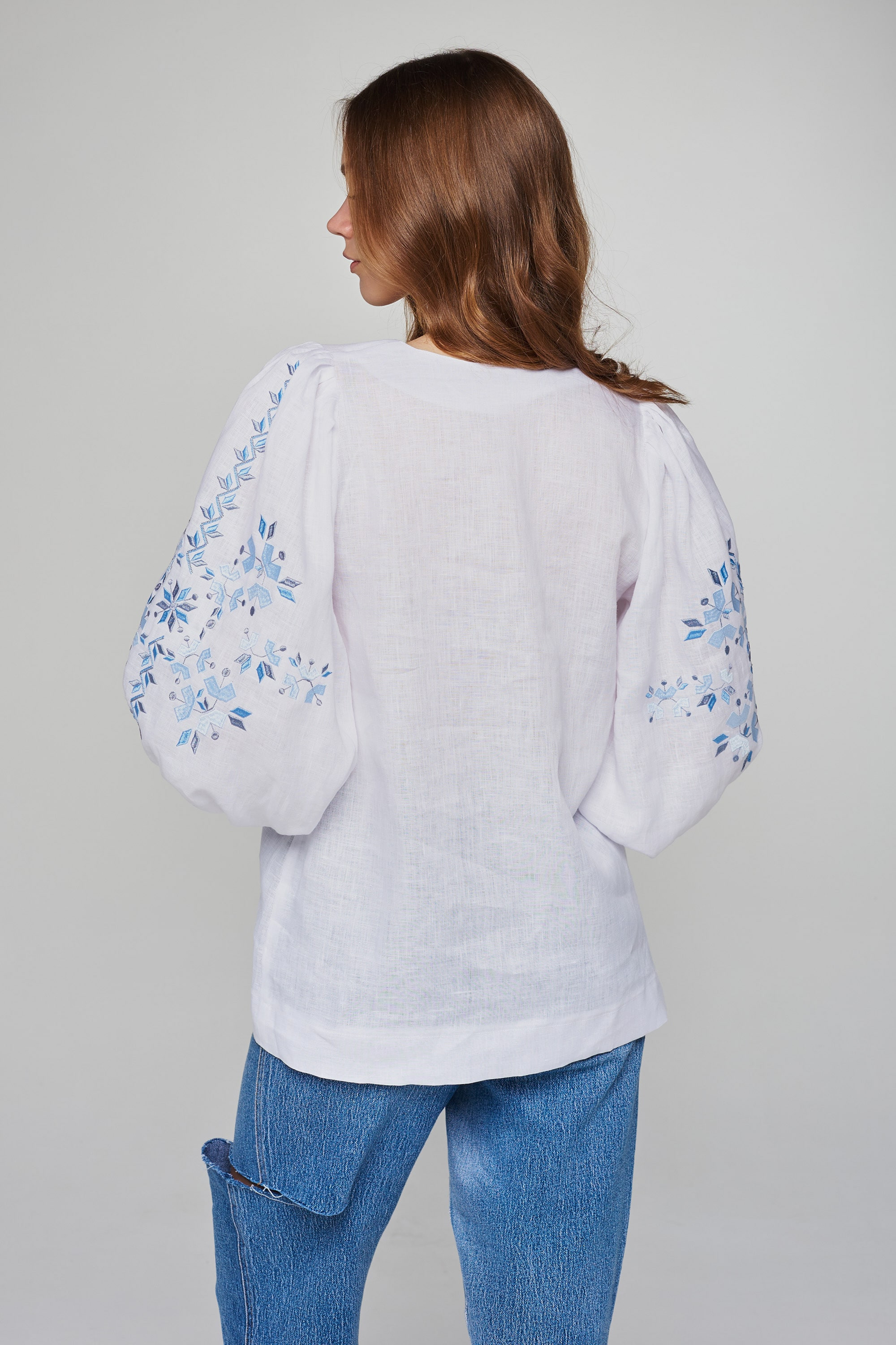 Women's linen embroidered blouse White | XS | 40-42