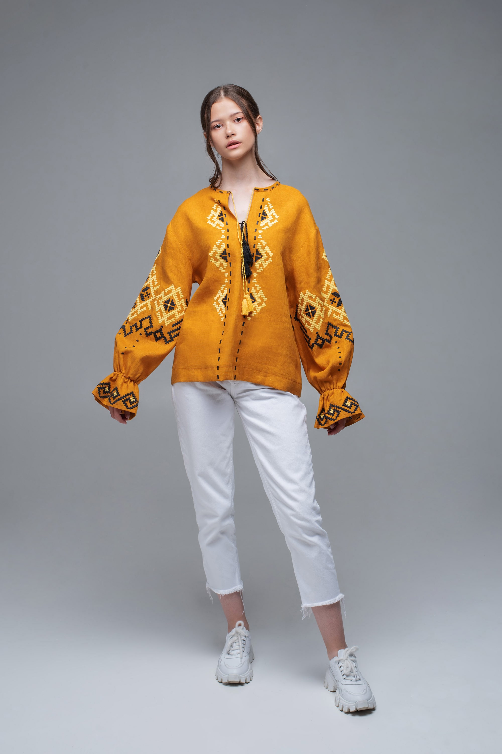 Жіноча вишиванка Mustard | XXL | 52-54