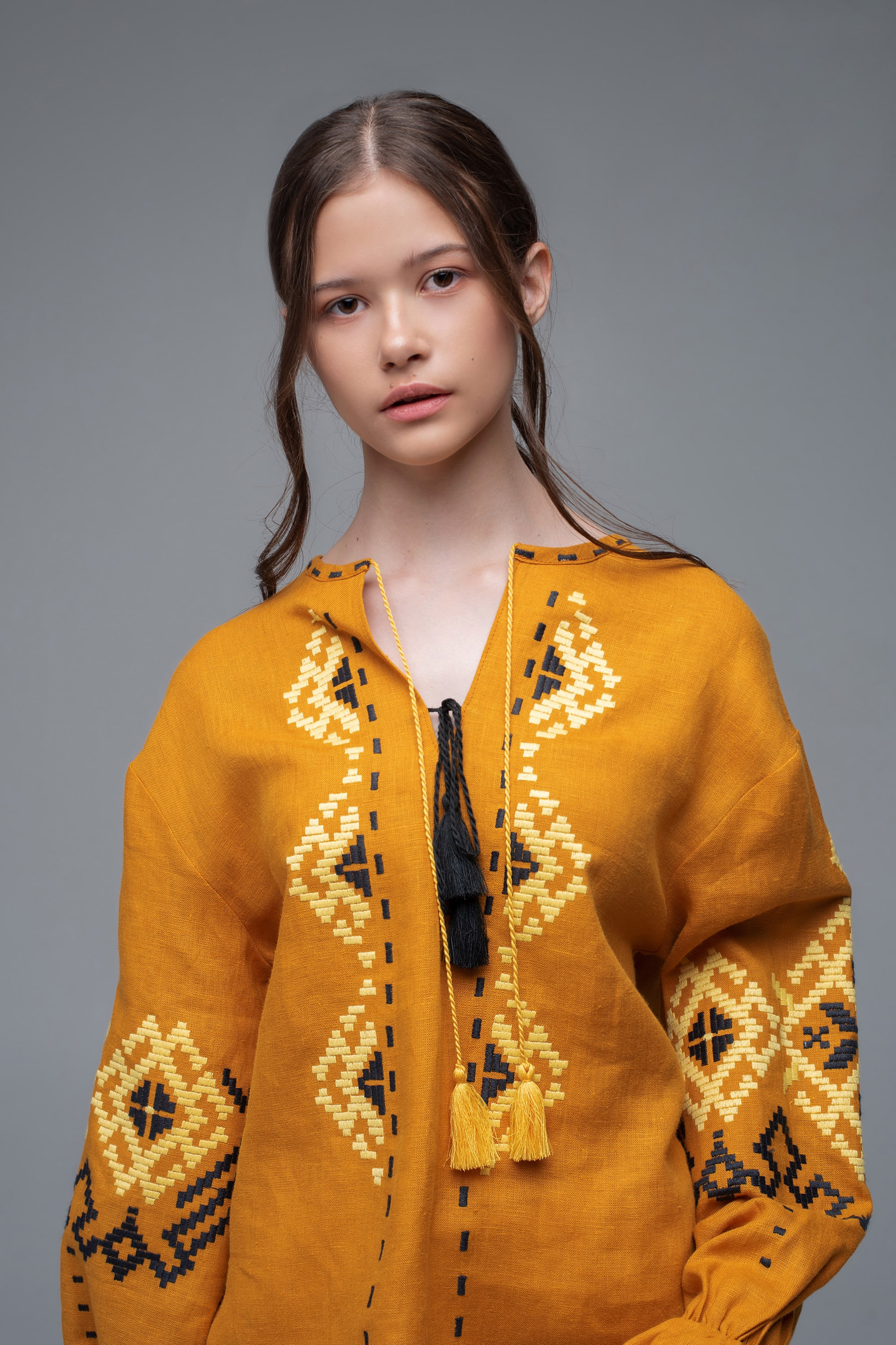 Жіноча вишиванка Mustard | XXL | 52-54
