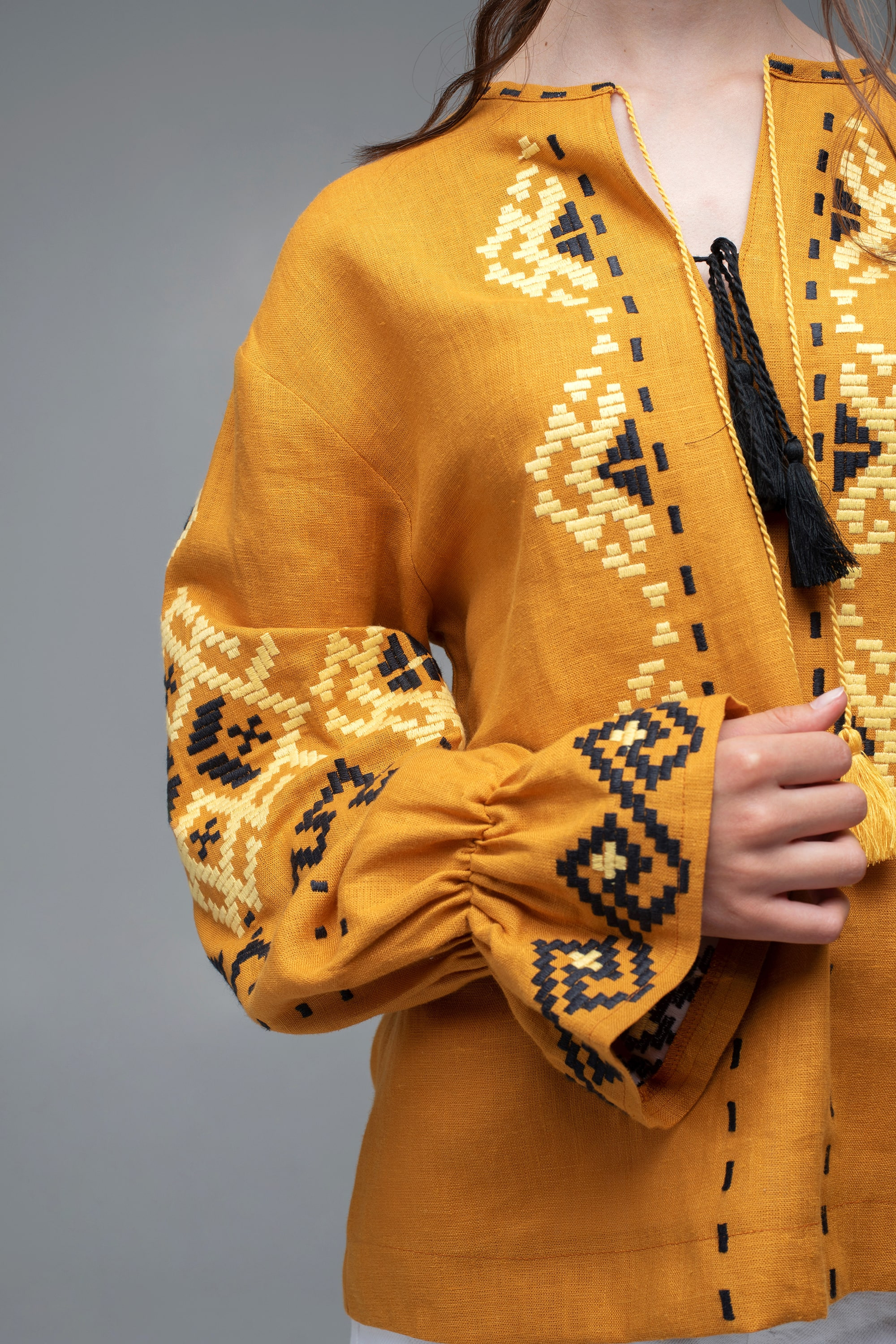 Жіноча вишиванка Mustard | XXL | 52-54