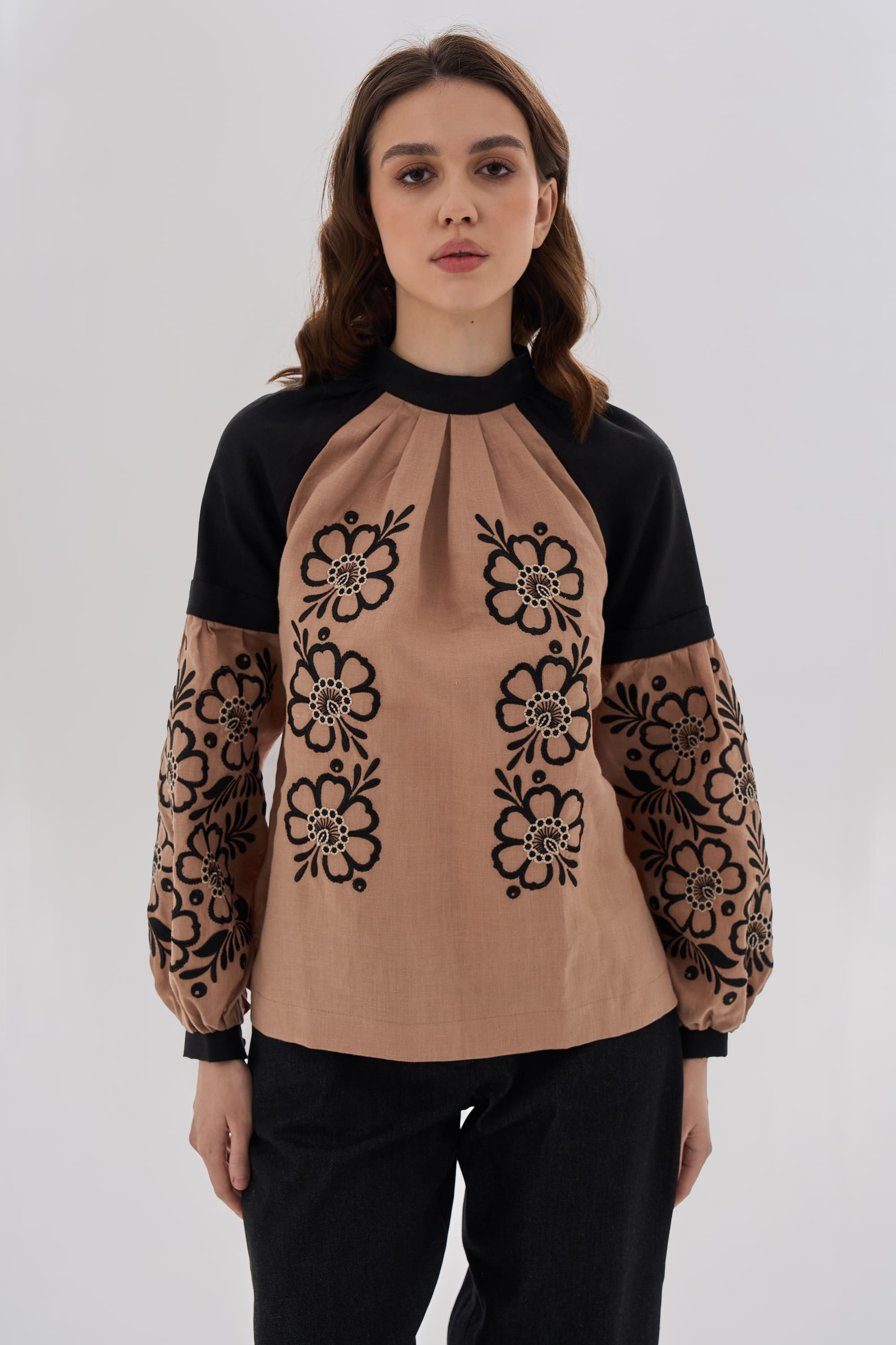 Embroidered blouse with Petrykivka painting "Pava" 2