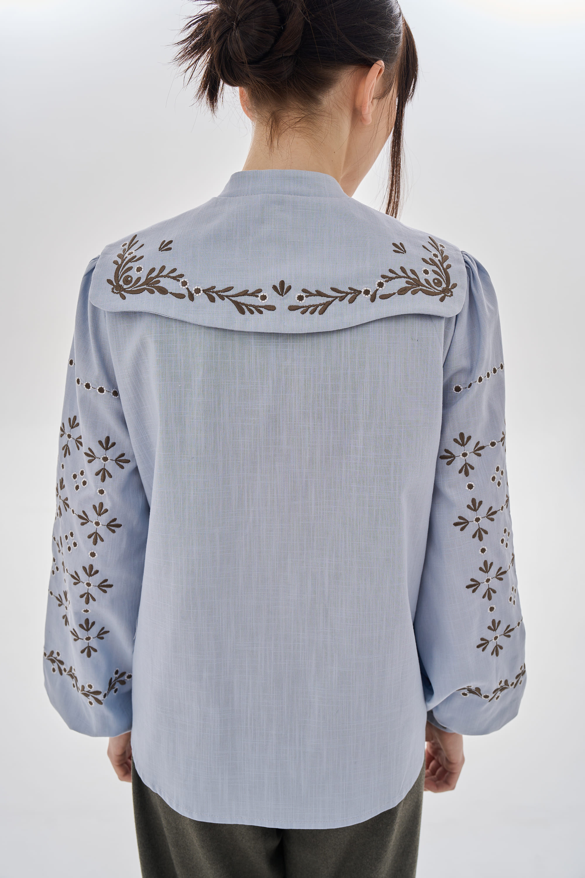 Embroidered women's blue blouse "Petra" | XS | 40-42