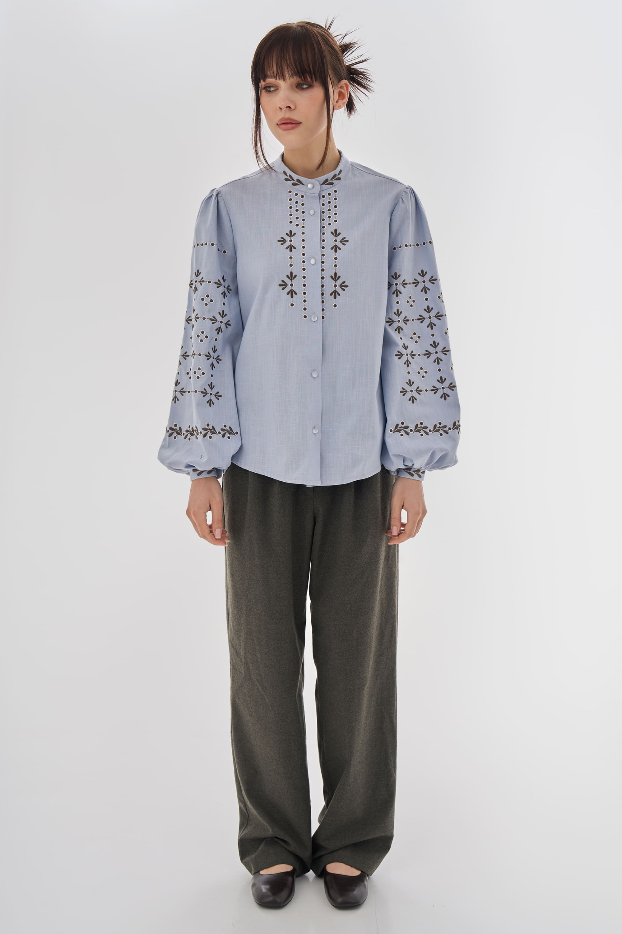 Embroidered women's blue blouse "Petra"