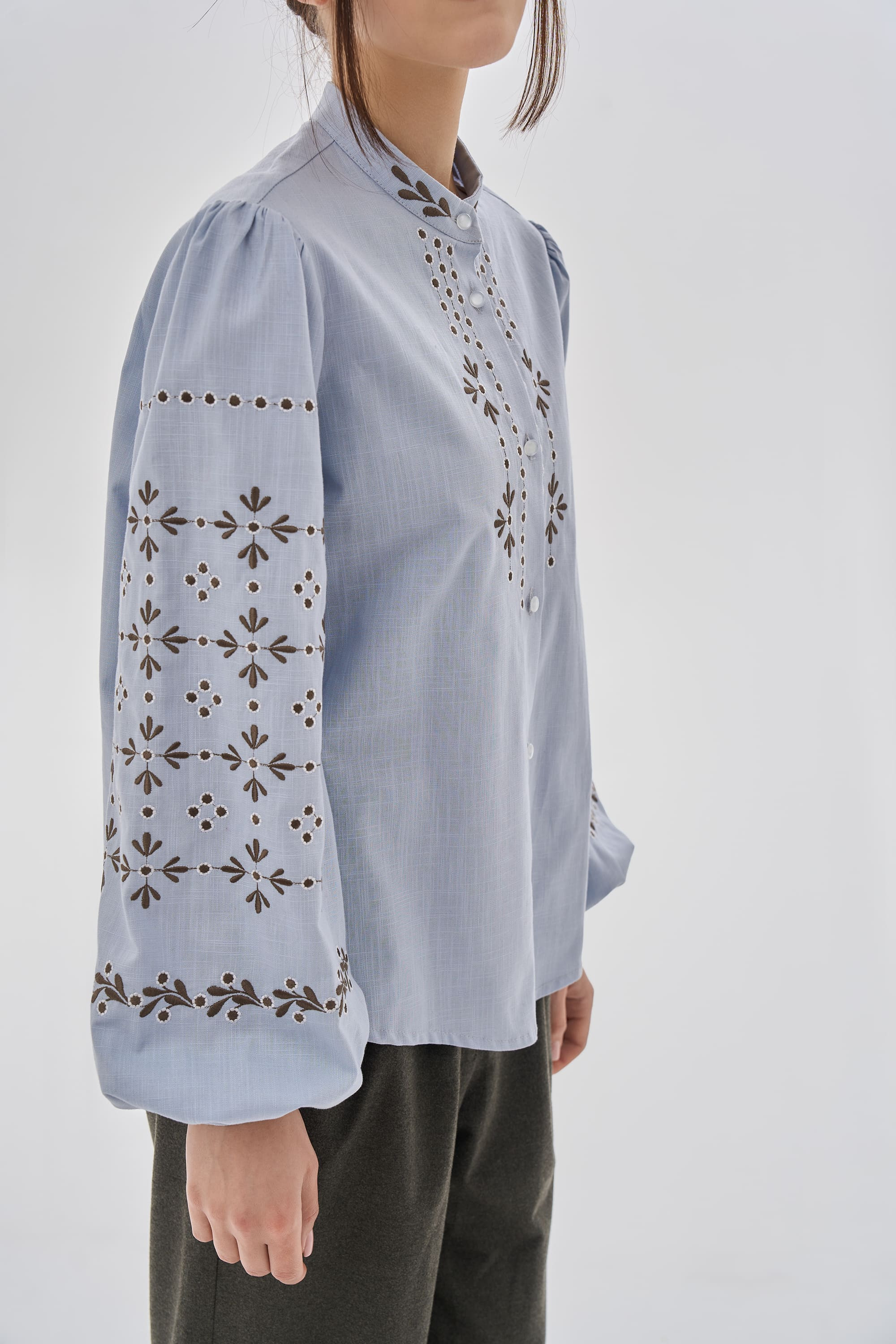 Embroidered women's blue blouse "Petra"