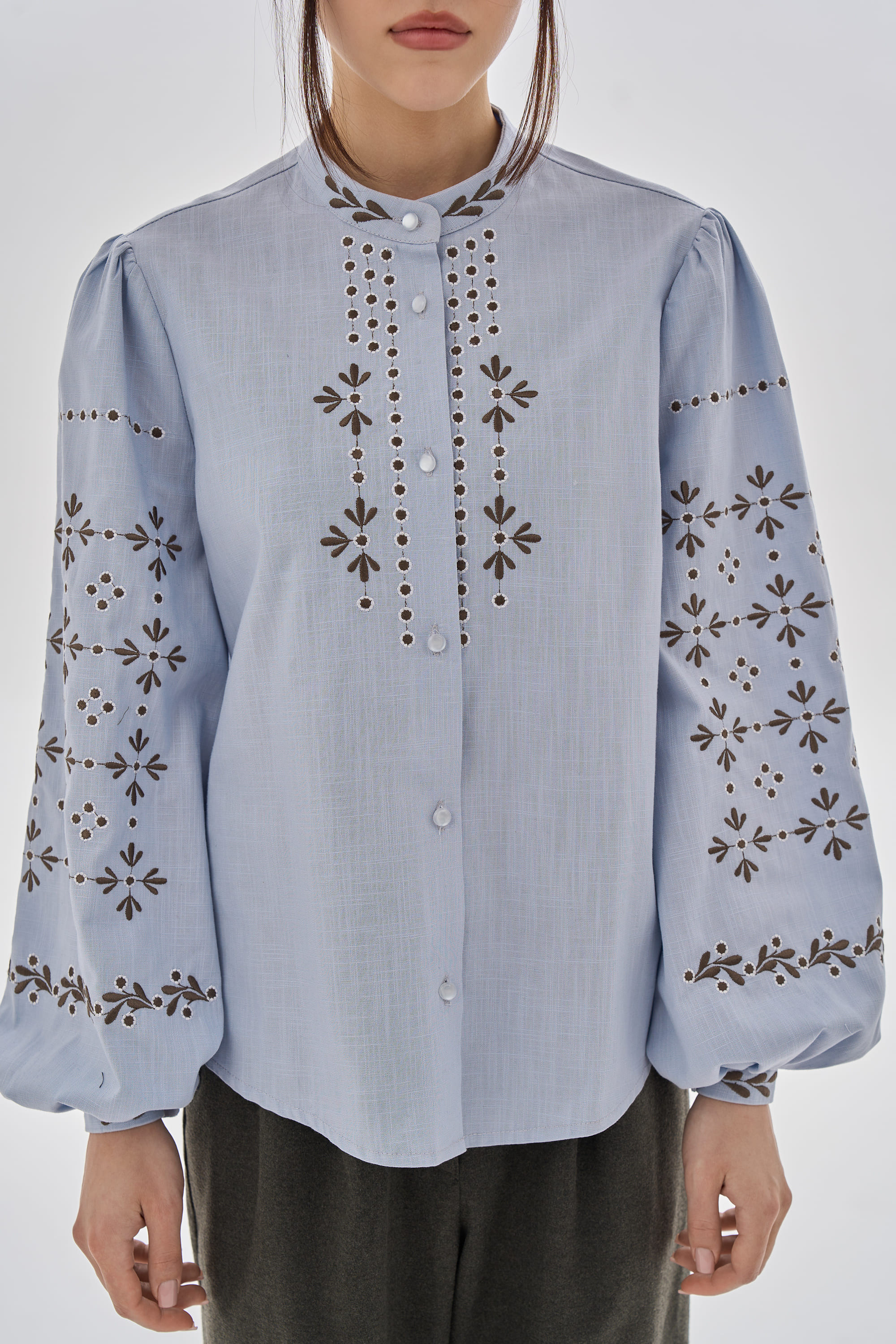 Embroidered women's blue blouse "Petra" | XS | 40-42