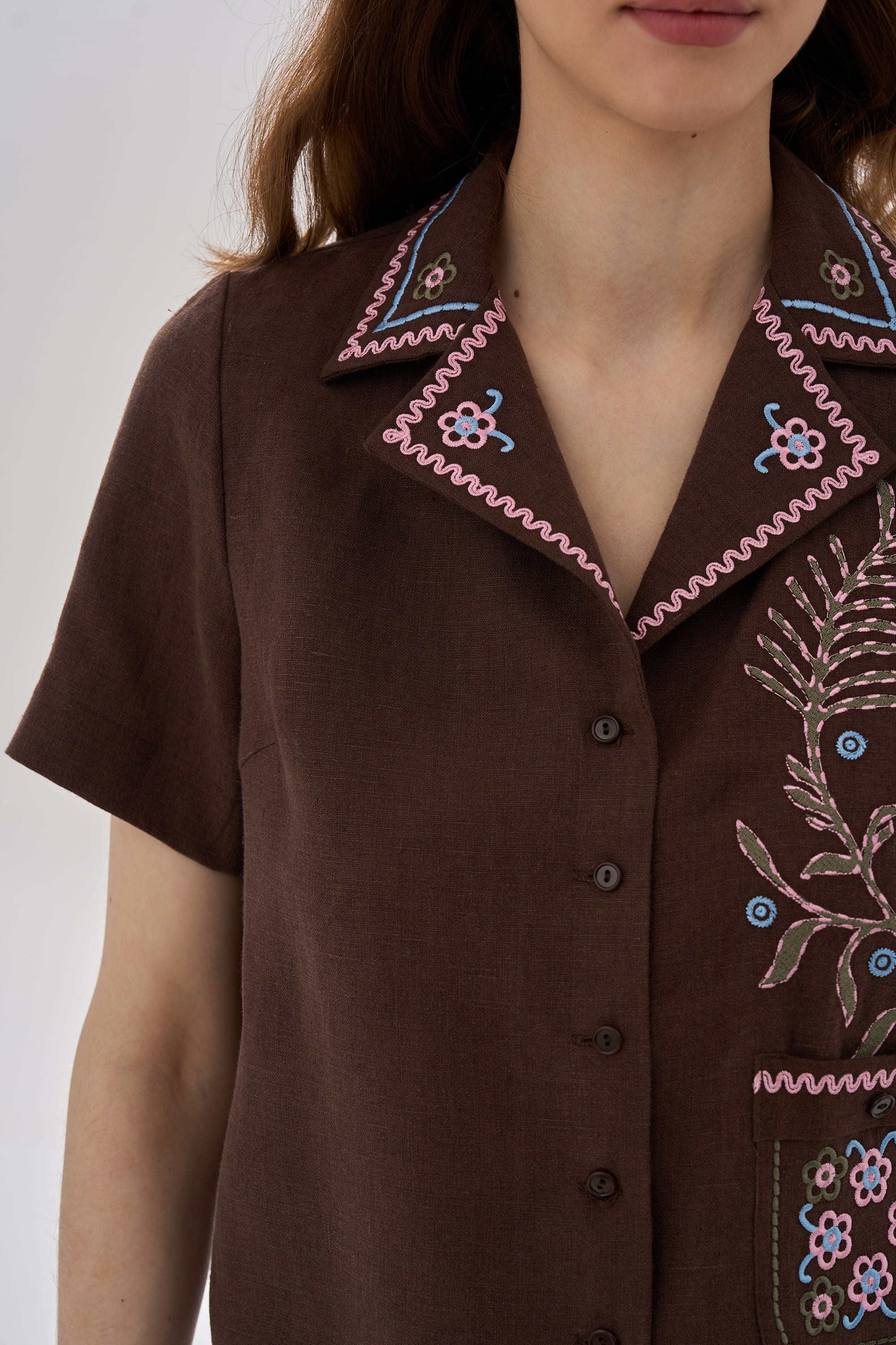 Embroidered women's blouse with short sleeves Parost 2 | XS | 40-42