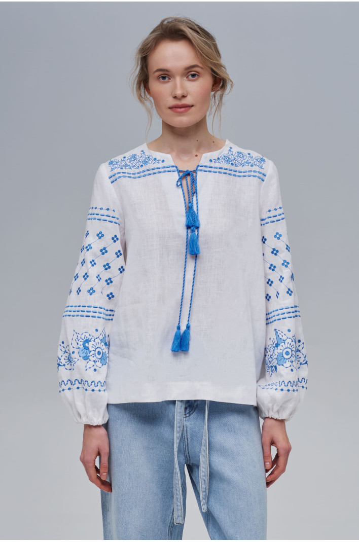 Embroidered white women's blouse Mira | XS | 40-42