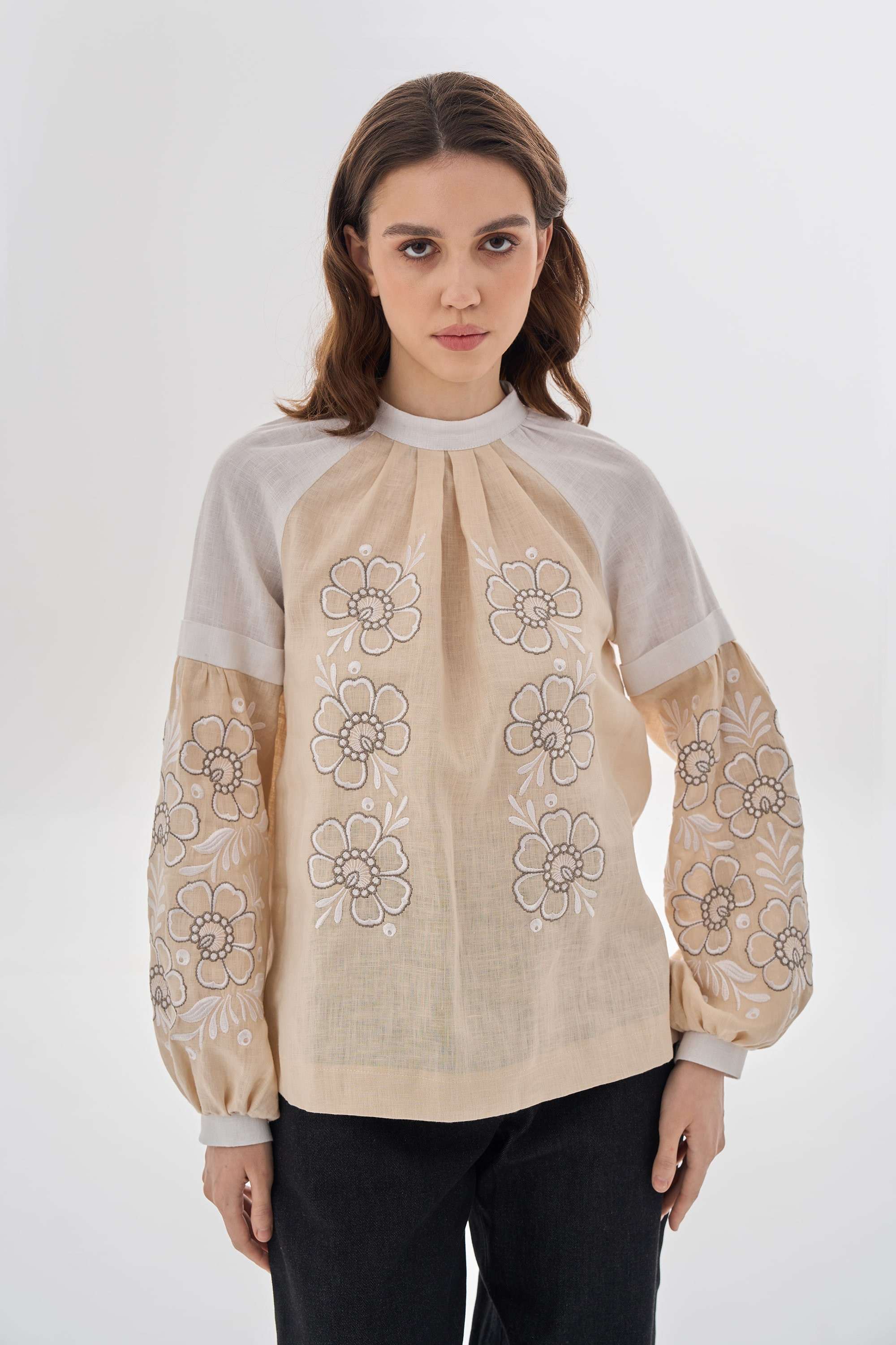 Embroidered blouse with Petrykivka painting "Pava"