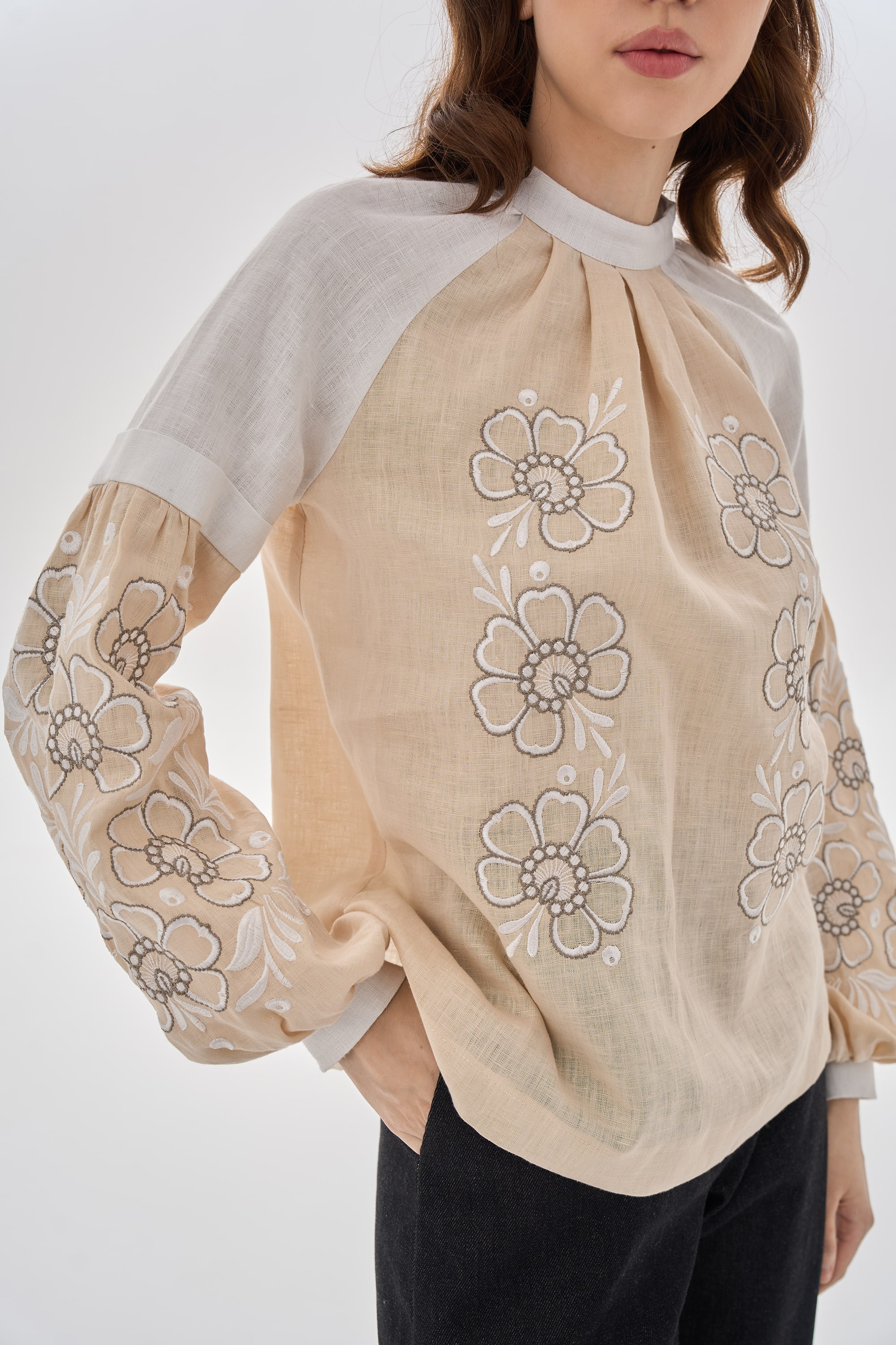 Embroidered blouse with Petrykivka painting "Pava" | XS | 40-42