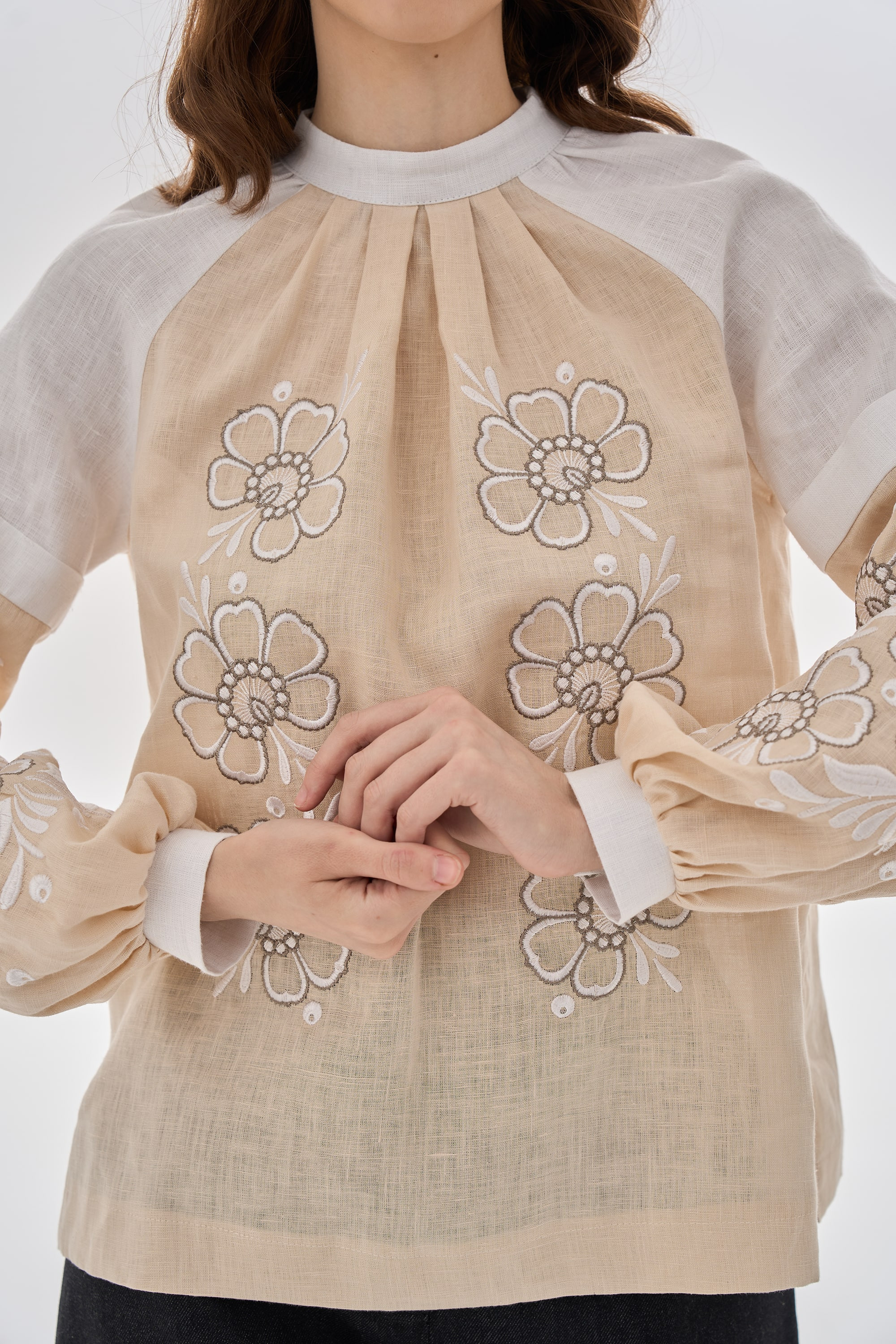 Embroidered blouse with Petrykivka painting "Pava"