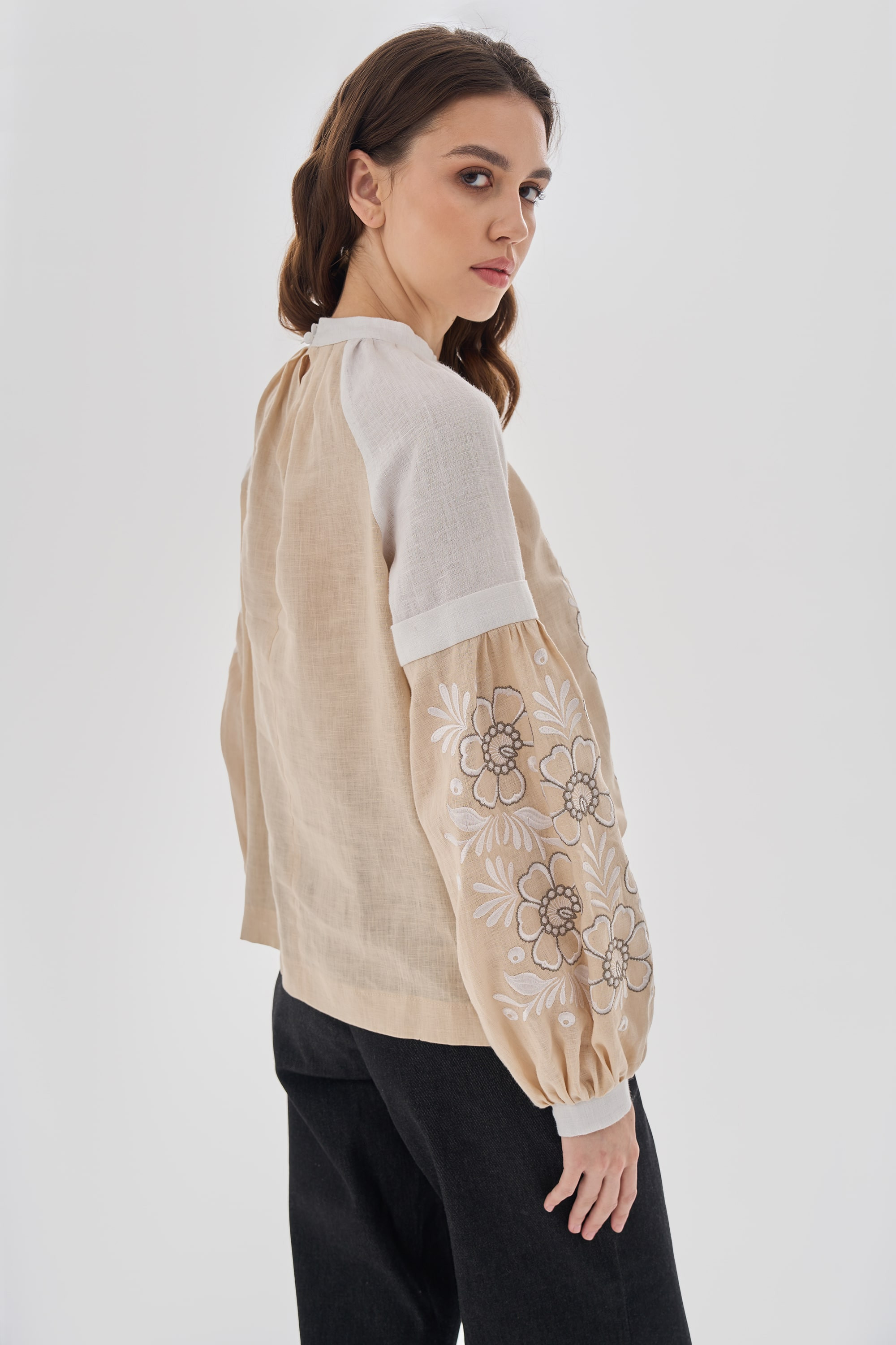Embroidered blouse with Petrykivka painting "Pava" | XS | 40-42