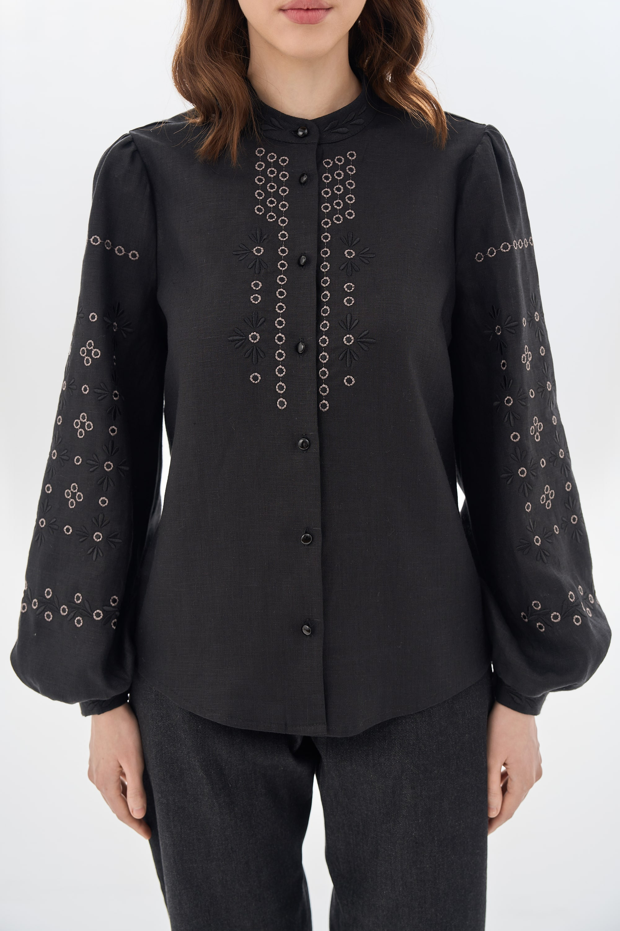 Embroidered black women's blouse "Petra" | XS | 40-42
