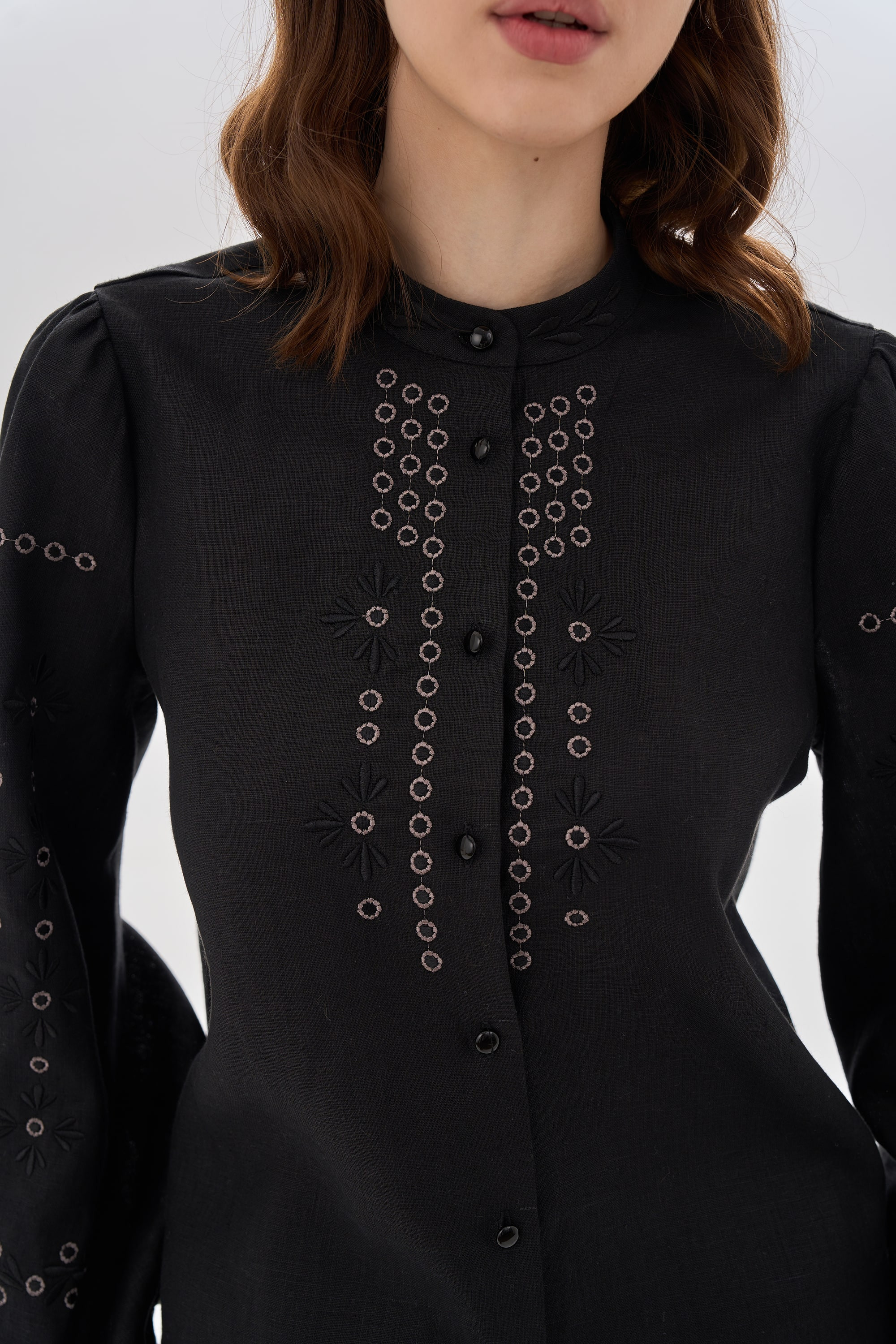 Embroidered black women's blouse "Petra" | XS | 40-42