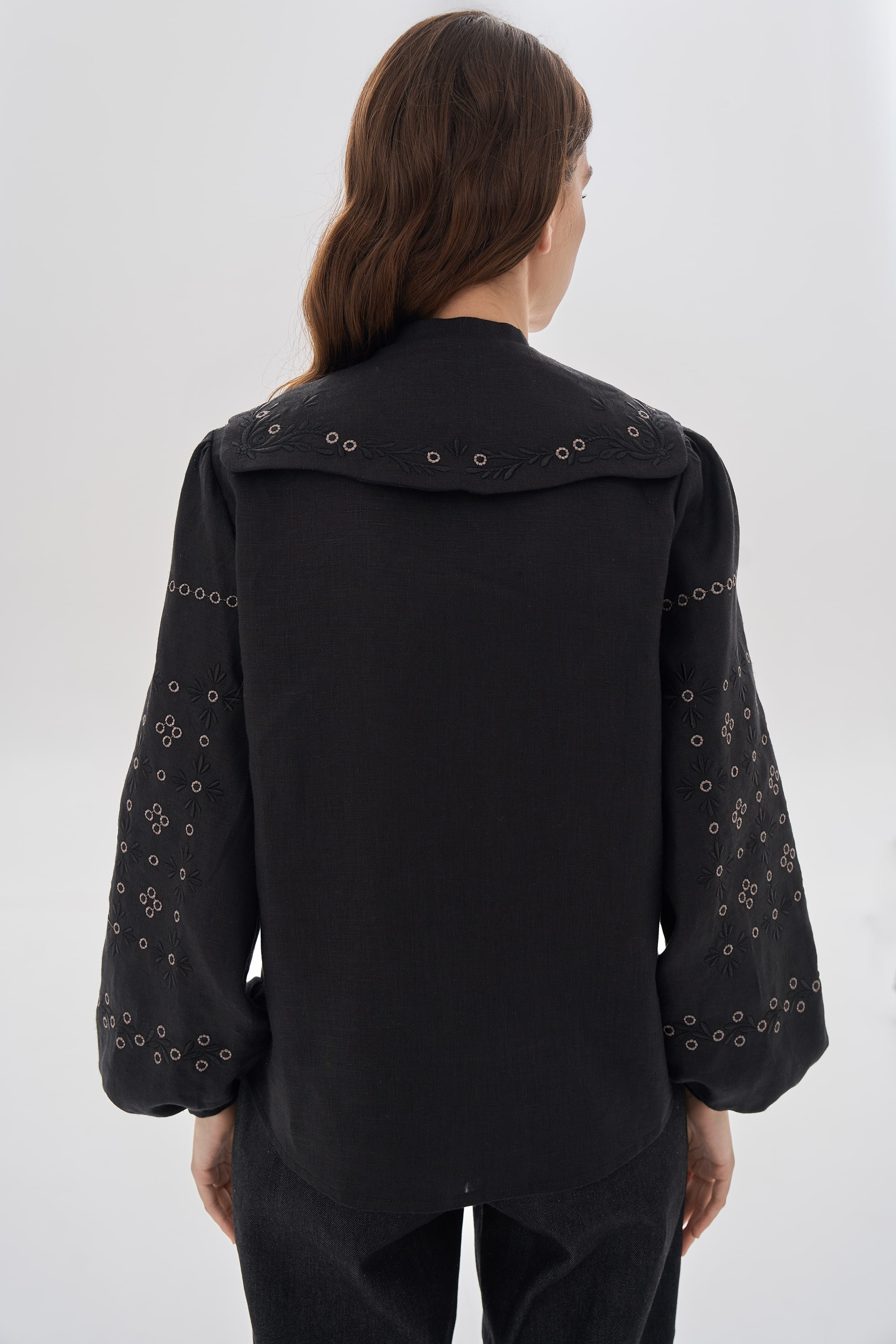 Black collar with Petrykivka painting "Petra" | S-M