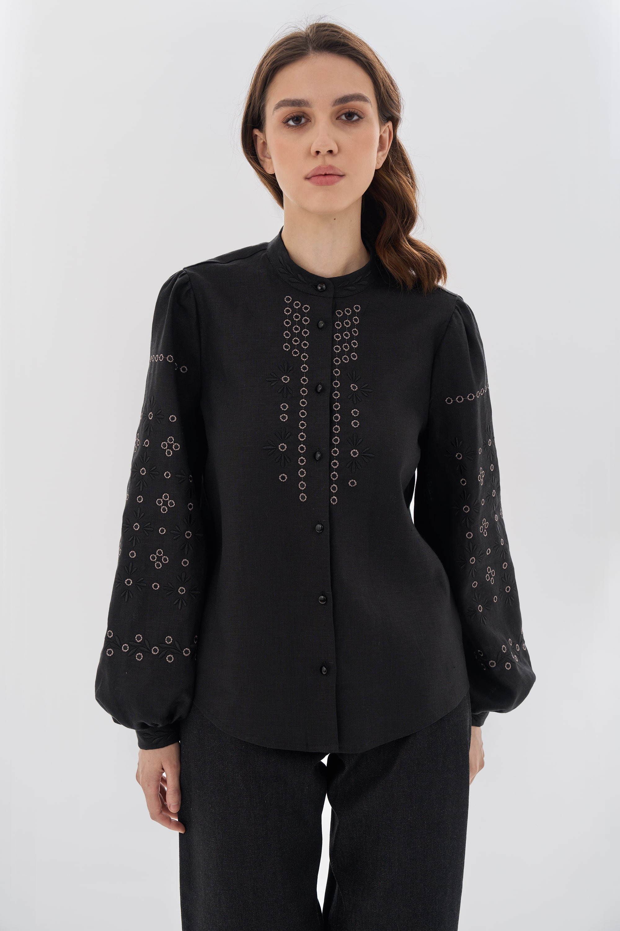 Embroidered black women's blouse "Petra" | XS | 40-42