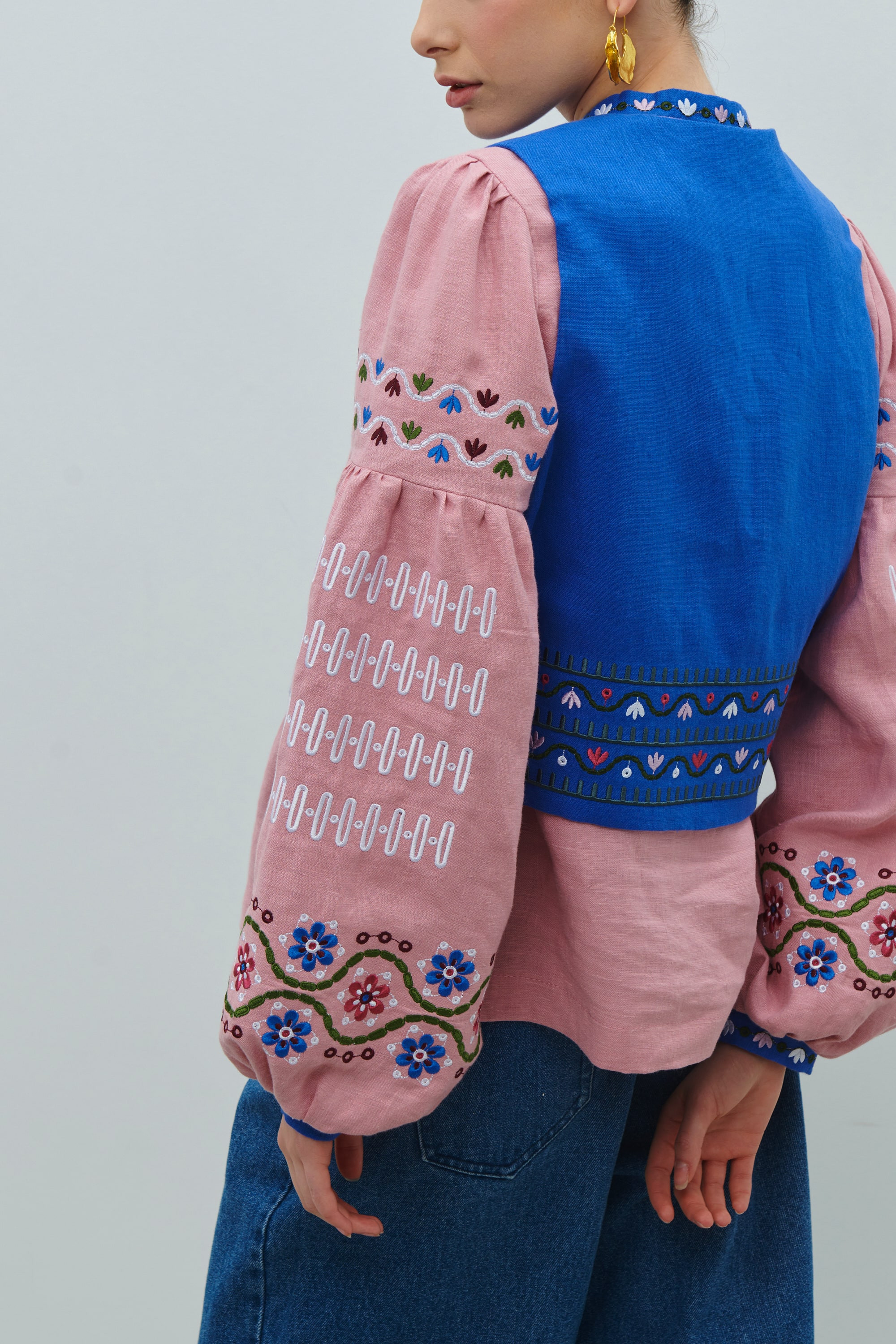 Embroidered jacket with a vest by Maria Prymachenko April