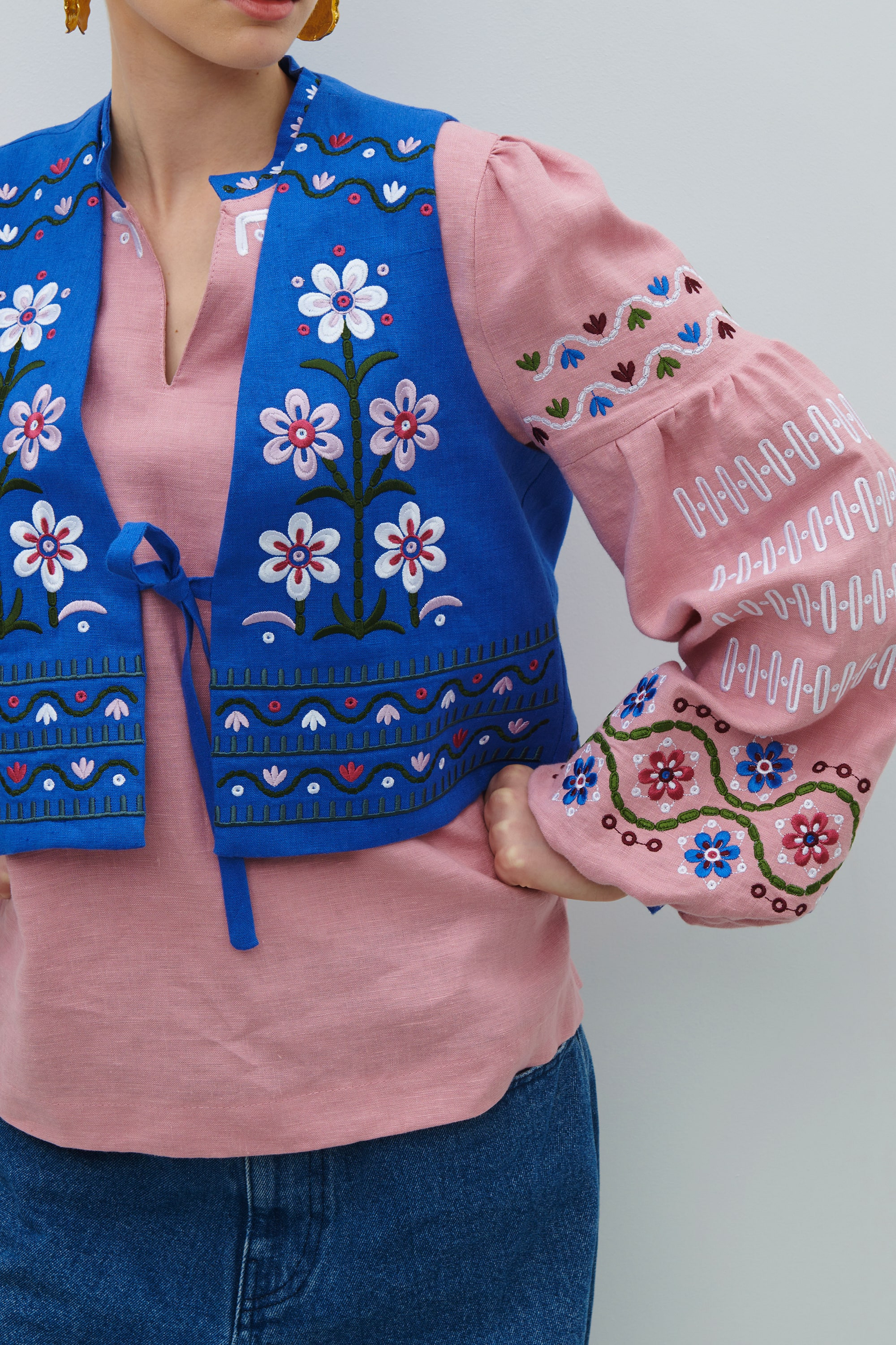 Embroidered jacket with a vest by Maria Prymachenko April