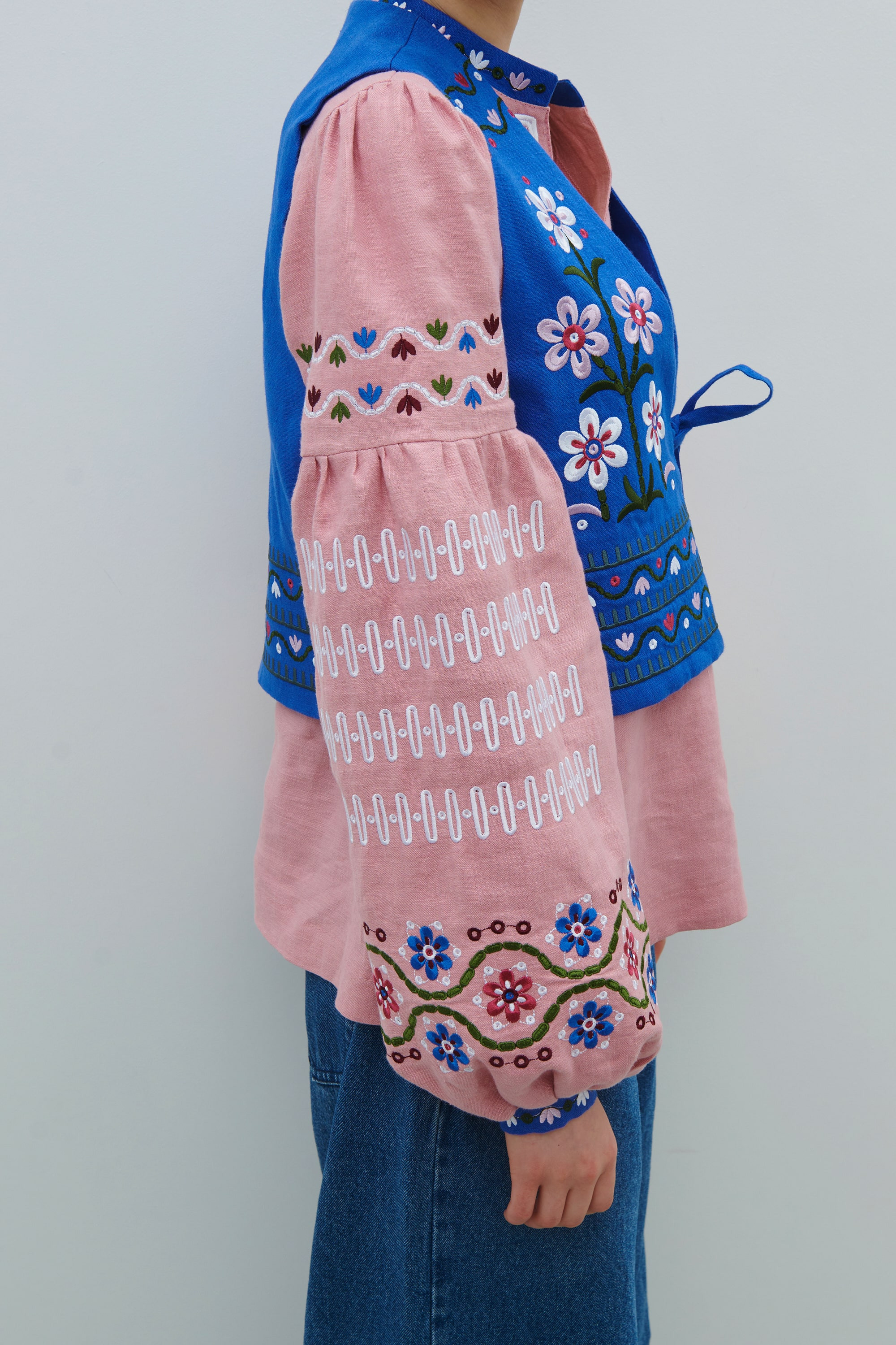 Embroidered jacket with a vest by Maria Prymachenko April