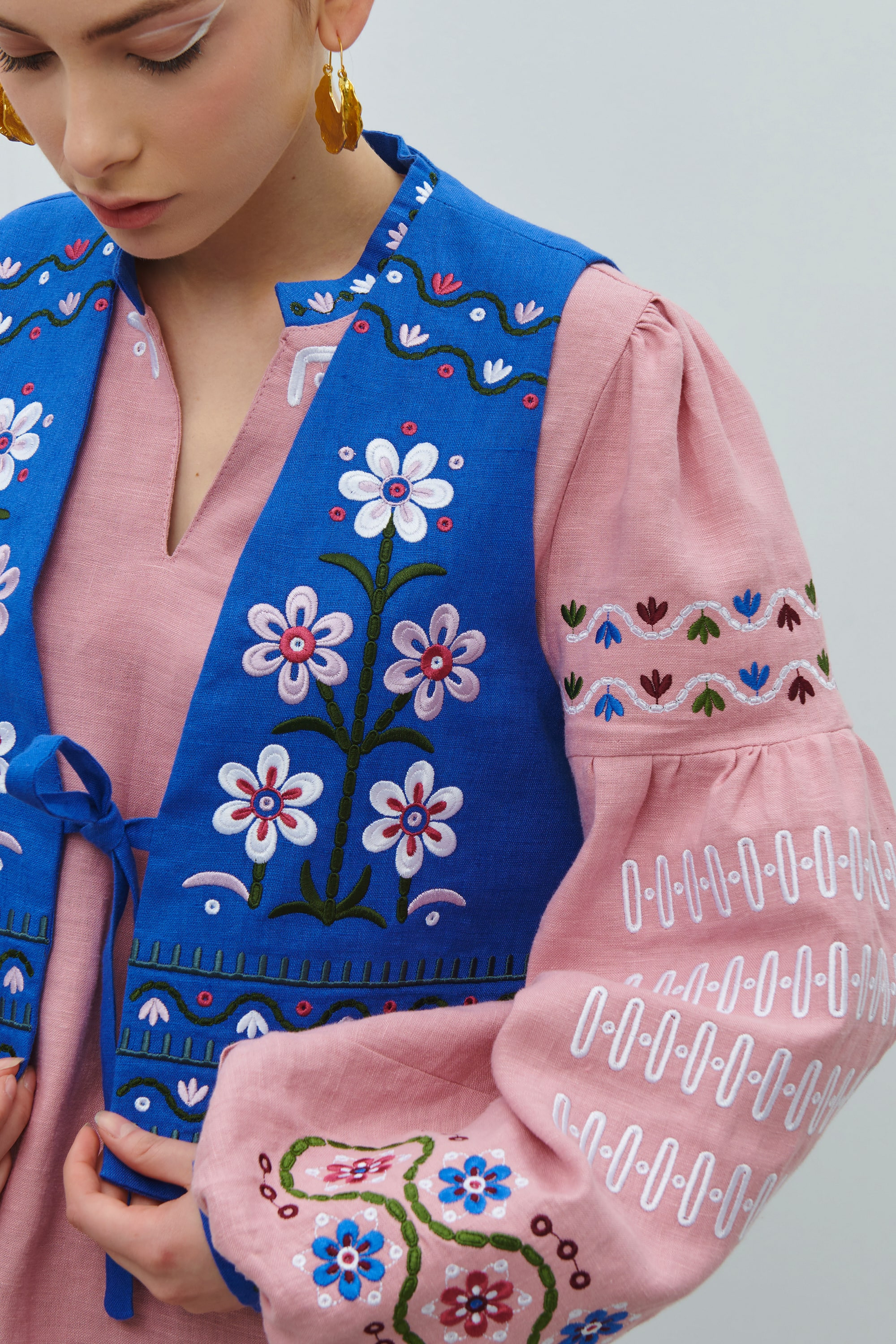 Embroidered jacket with a vest by Maria Prymachenko April