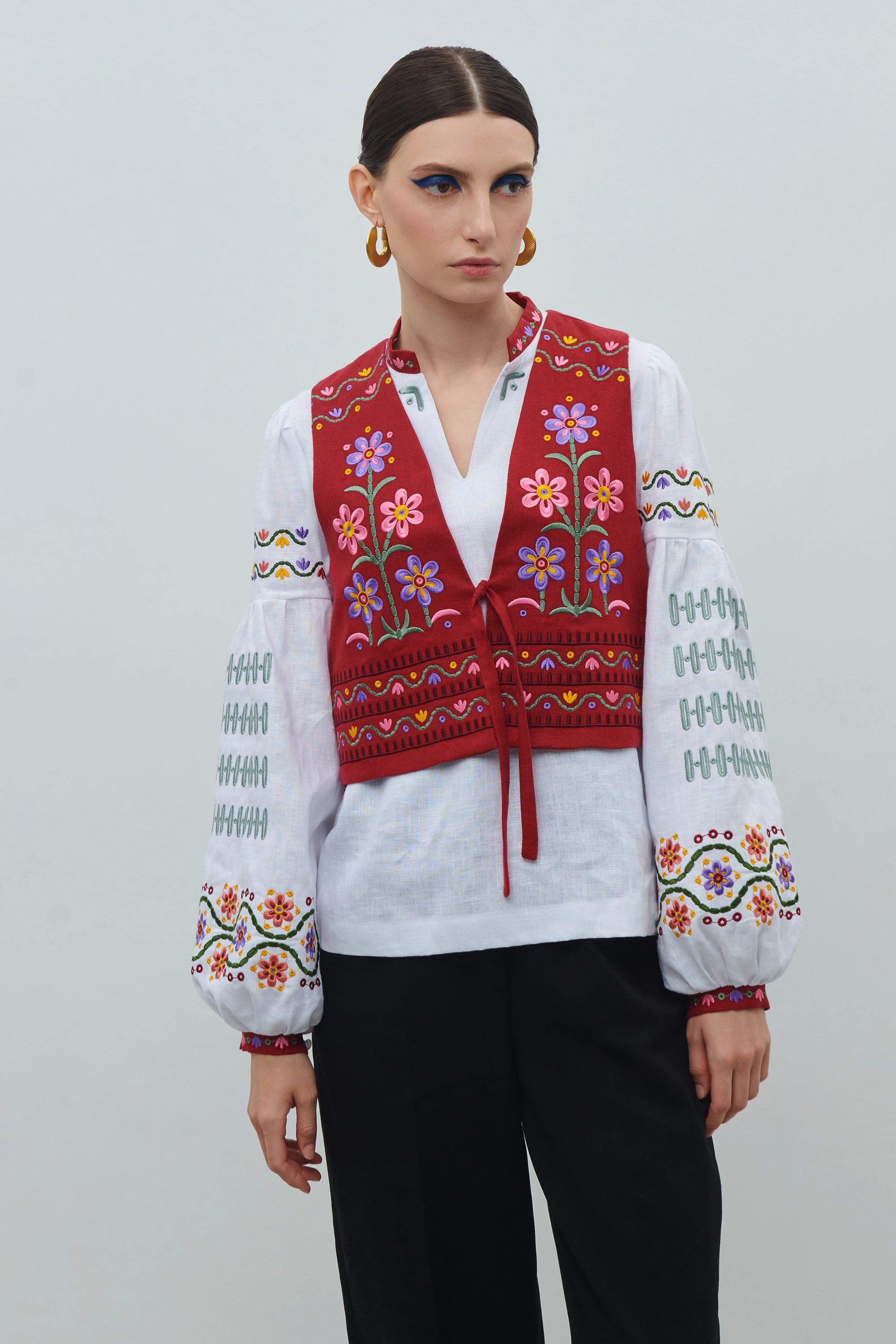 Llyana embroidered camel with rose flower ornament Kviten | S | 42-44