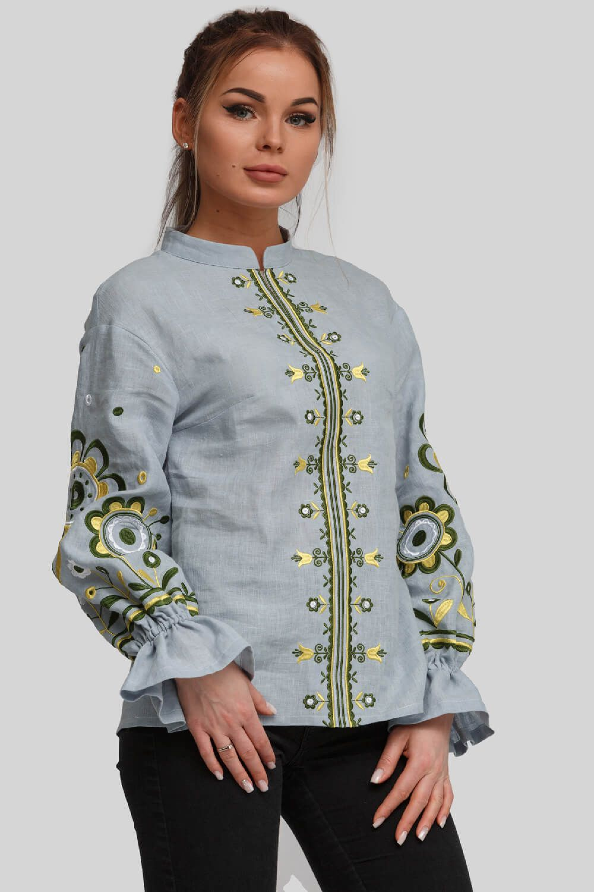 Women's embroidered blouse embroidery Gray 2 Women's embroidered blouse embroidery Gray 2