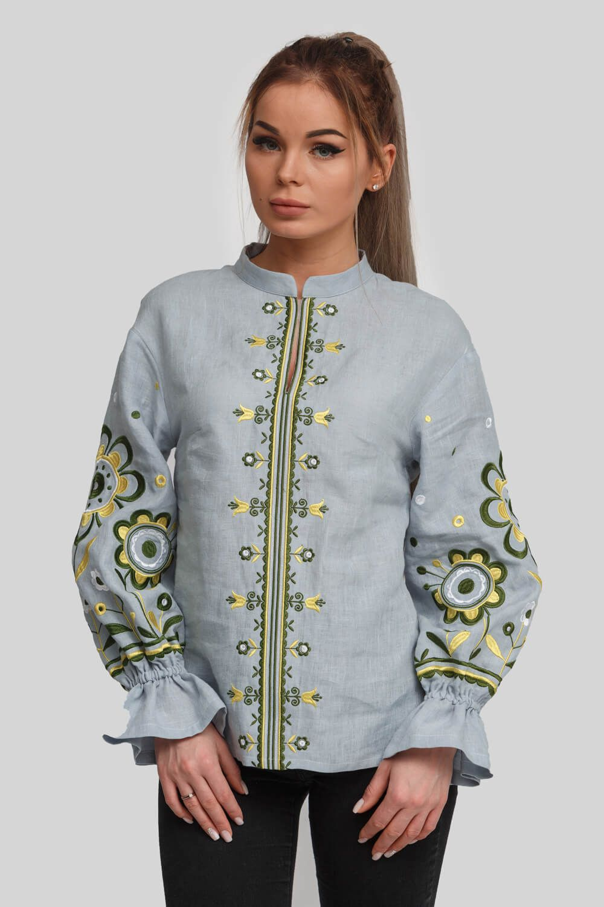 Women's embroidered blouse embroidery Gray 2 Women's embroidered blouse embroidery Gray 2