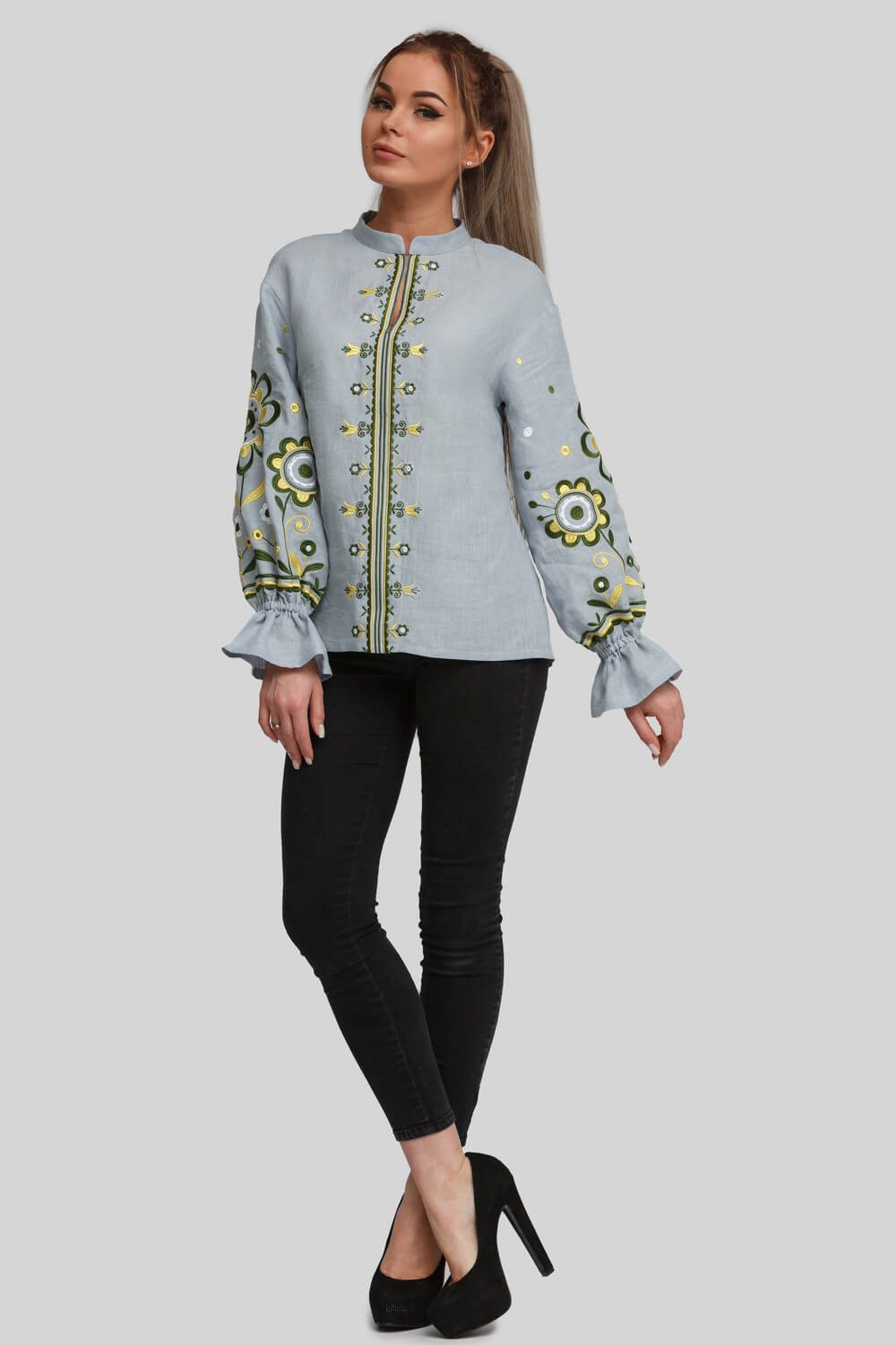Women's embroidered blouse embroidery Gray 2 Women's embroidered blouse embroidery Gray 2